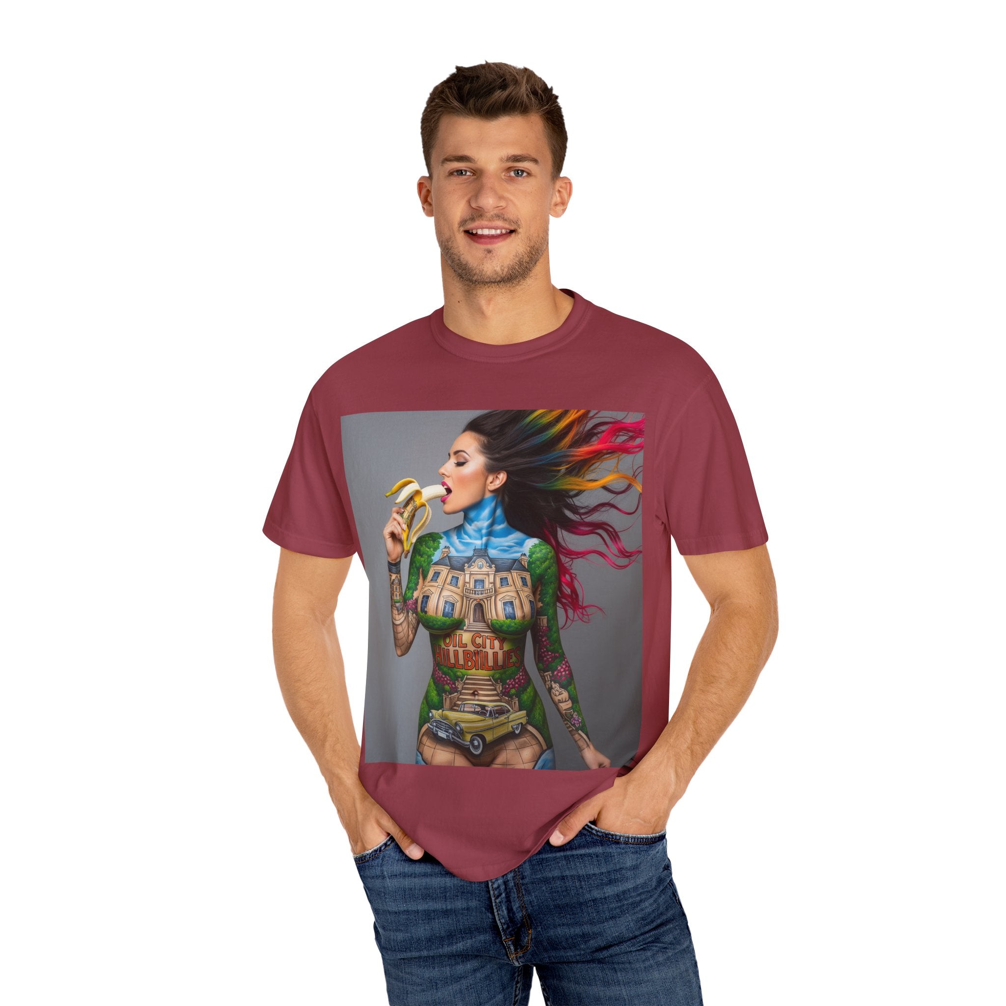 Vibrant Art Tee, Unisex Garment-Dyed T-shirt, Bohemian Style Shirt, Unique Gift, Festival Wear, Artistic Apparel