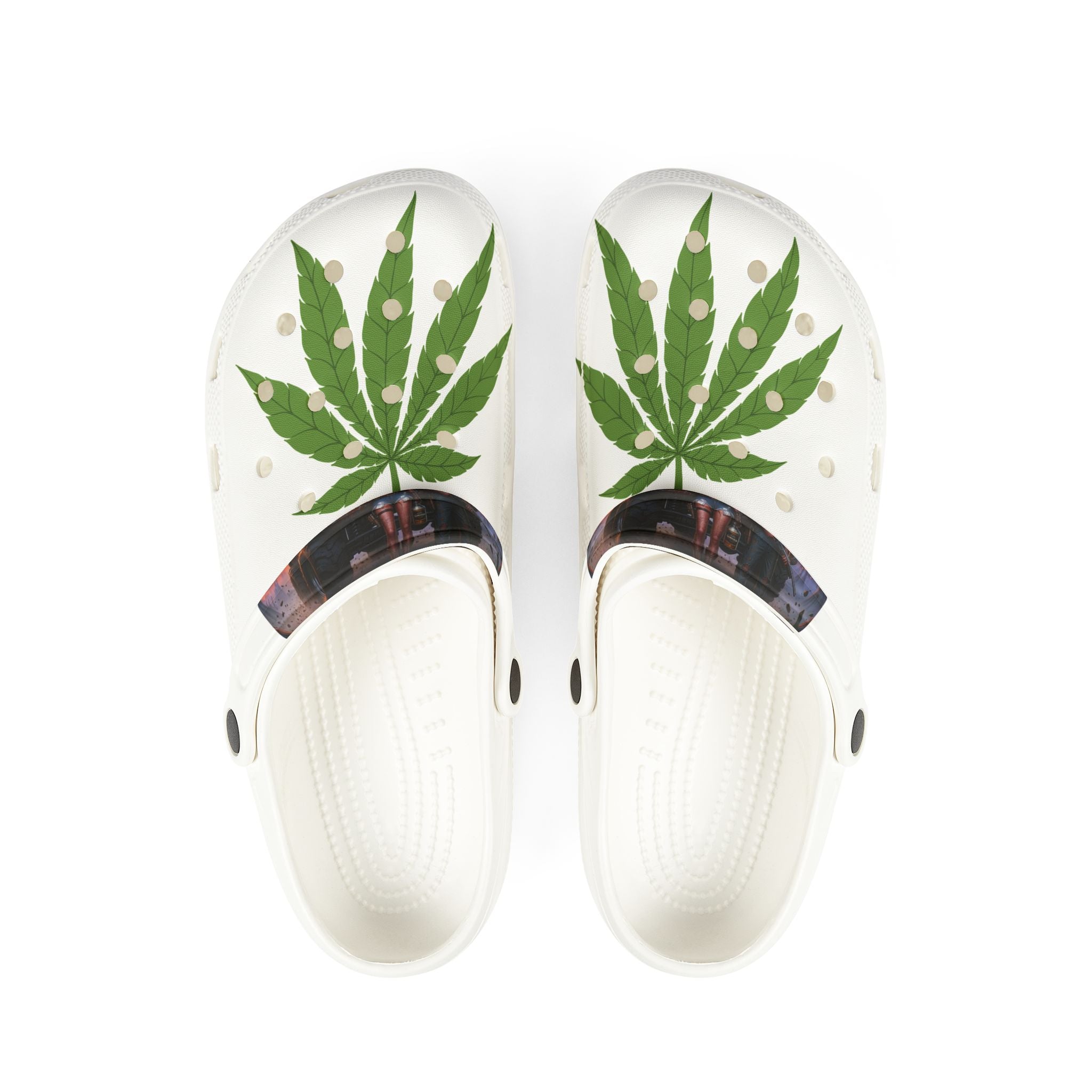 "OC Hillbillies Blaze Trail Clogs - Official Swag with Marijuana Leaf Design"