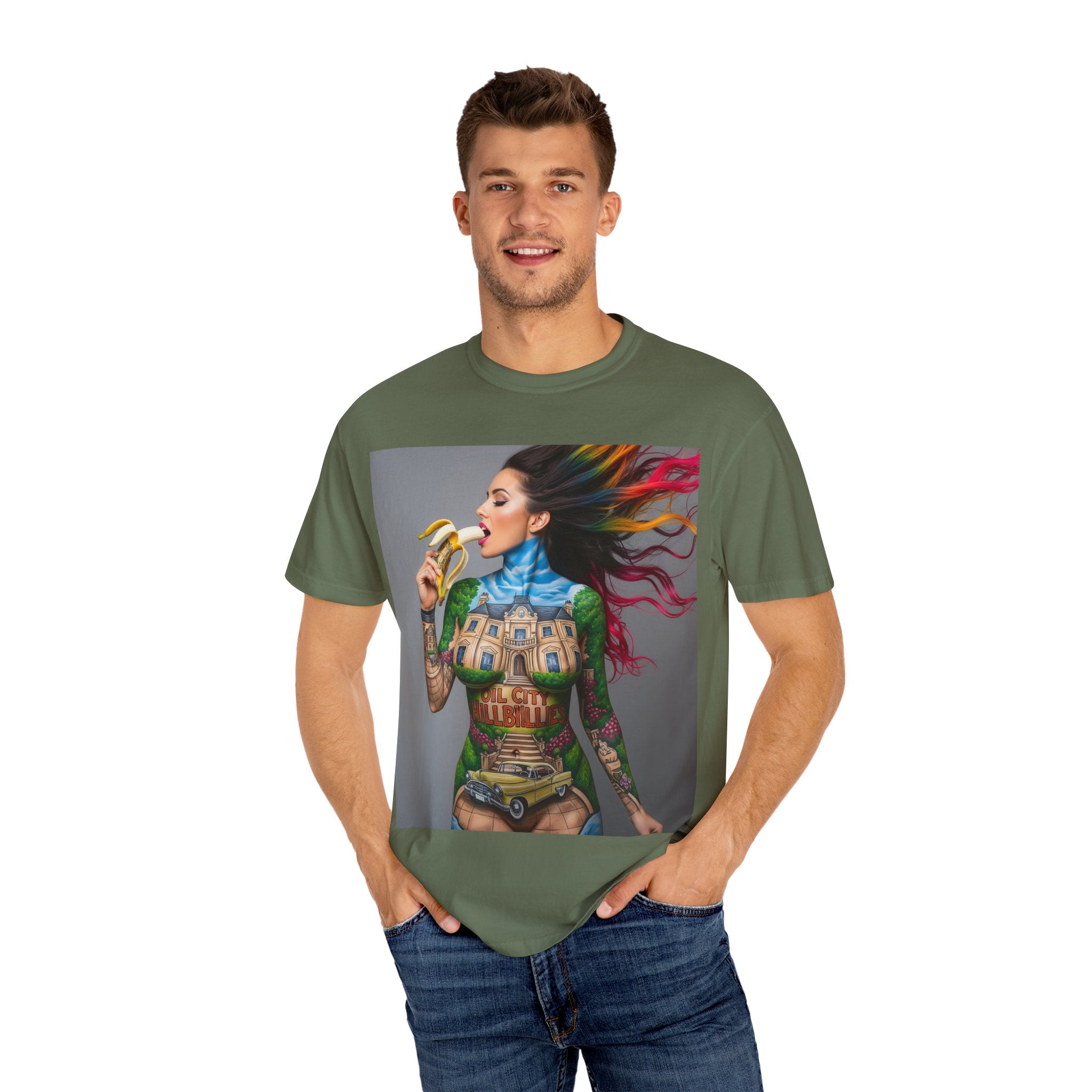 Vibrant Art Tee, Unisex Garment-Dyed T-shirt, Bohemian Style Shirt, Unique Gift, Festival Wear, Artistic Apparel
