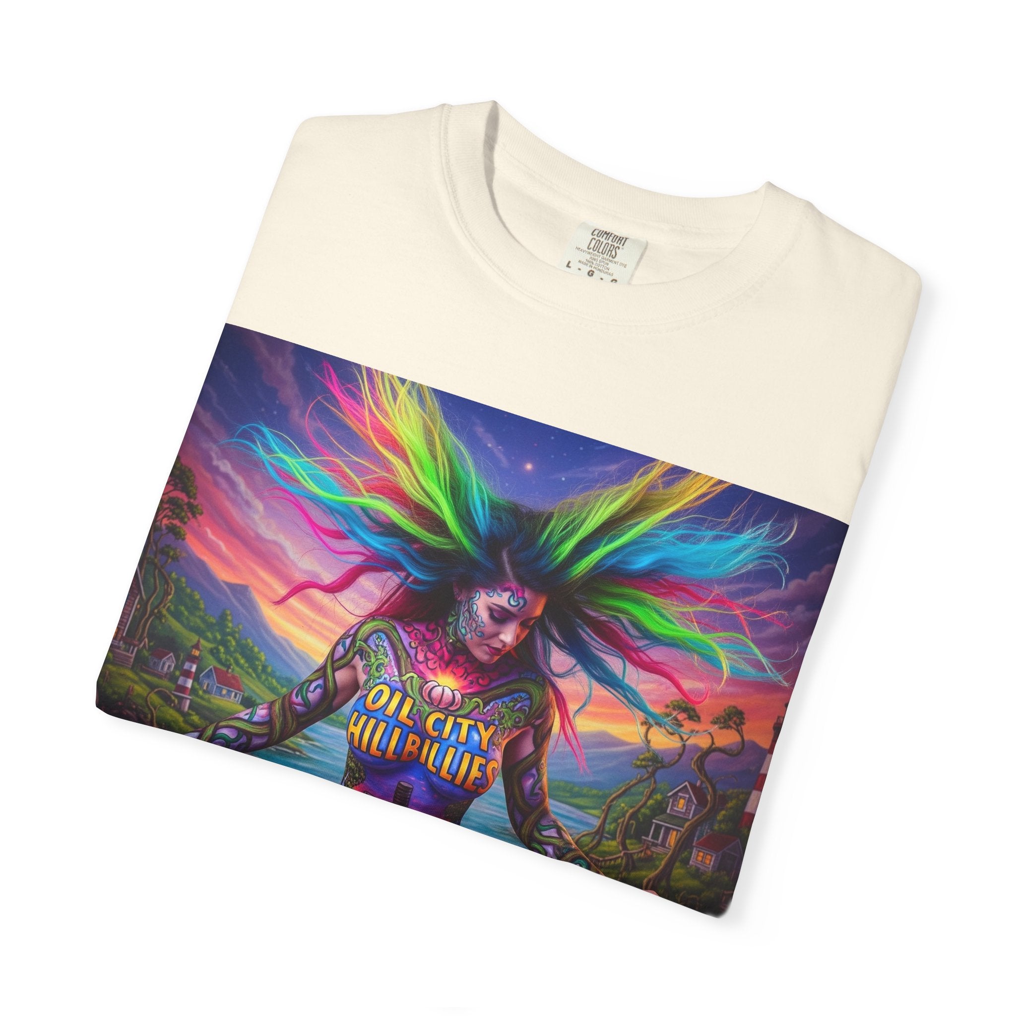 Vibrant Art T-Shirt, Oil City Hillbillies Colorful Graphic Tee, Unisex Gift, Casual Wear, Festival Shirt, Bohemian Style Apparel