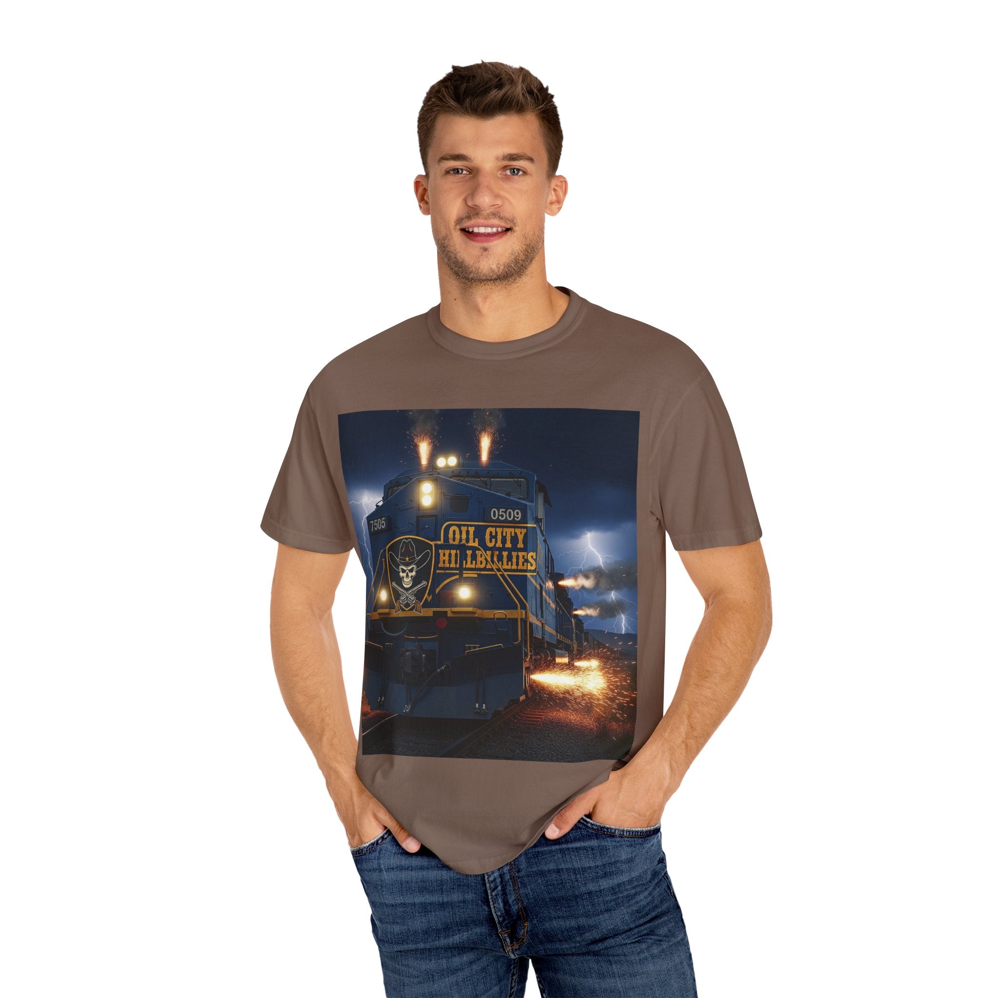 Oil City Hillbillies Unisex Garment-Dyed T-Shirt – Vintage Western Tee, Gift for Outlaw Country Fans, Southern Music Merch, Casual Wear for Band Supporters