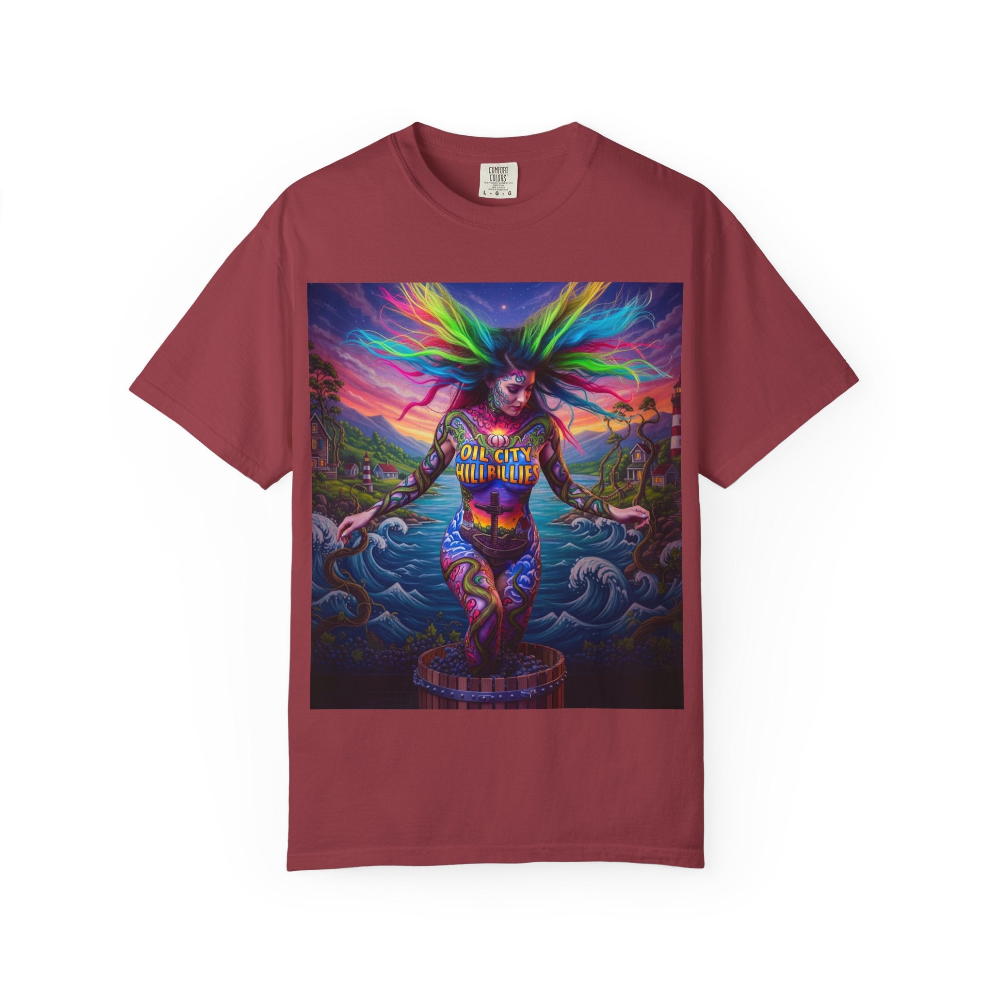 Vibrant Art T-Shirt, Oil City Hillbillies Colorful Graphic Tee, Unisex Gift, Casual Wear, Festival Shirt, Bohemian Style Apparel