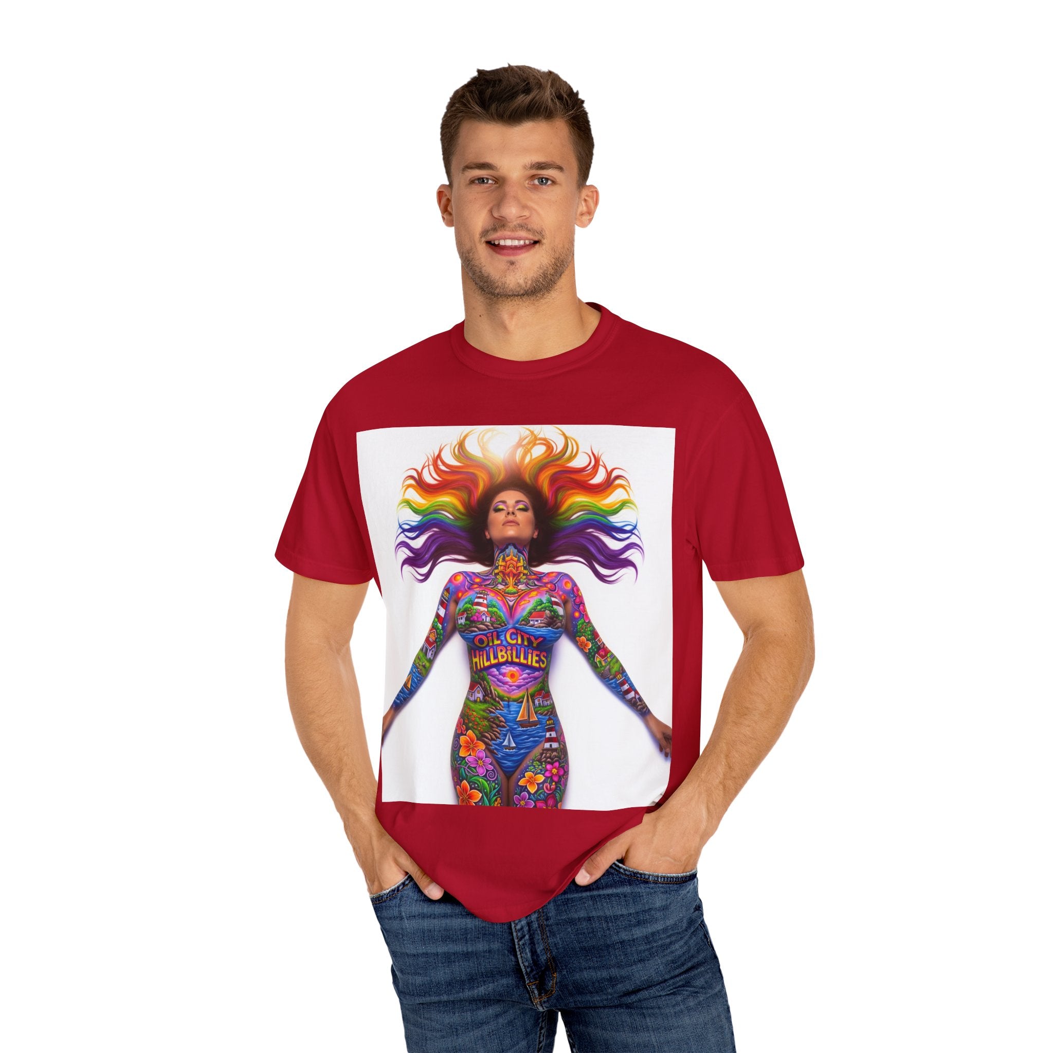 Oil City Hillbillies Full Body Art – Colorful Empowerment T-Shirt, Vibrant Art Tee, Unisex Graphic Shirt, Festival Wear, Pride Apparel, Gift for Artists