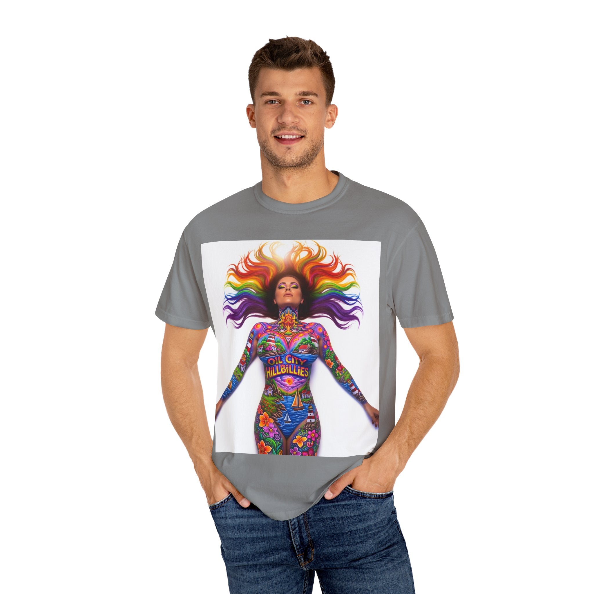 Oil City Hillbillies Full Body Art – Colorful Empowerment T-Shirt, Vibrant Art Tee, Unisex Graphic Shirt, Festival Wear, Pride Apparel, Gift for Artists