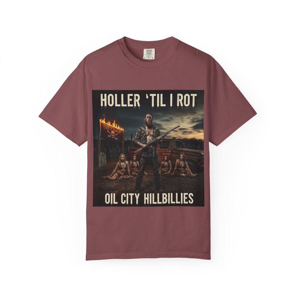Unisex Graphic Tee - Holler 'Til I Rot, Oil City Hillbillies, Casual Wear, Music Fans, Vintage Style, Great Gift