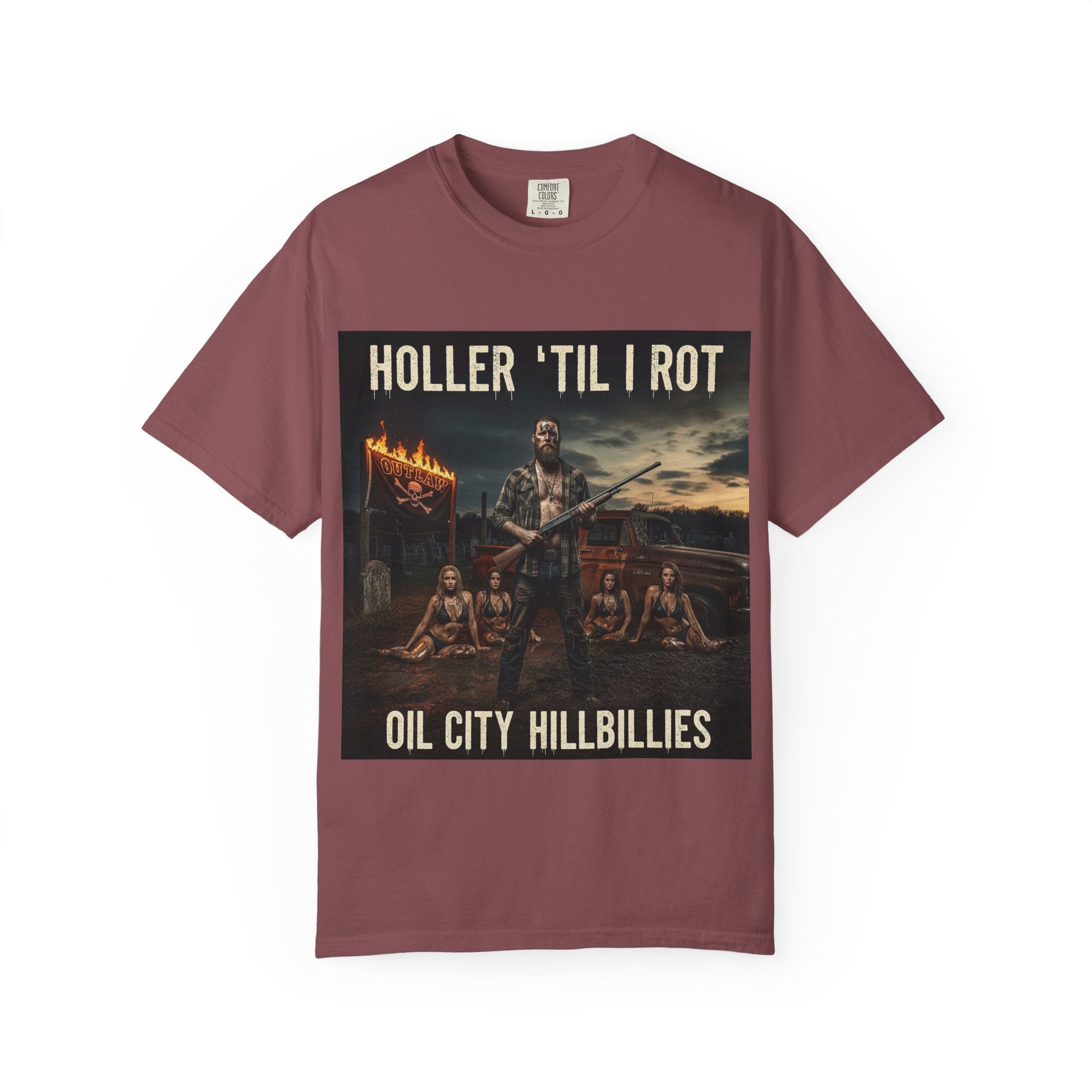 Unisex Graphic Tee - Holler 'Til I Rot, Oil City Hillbillies, Casual Wear, Music Fans, Vintage Style, Great Gift