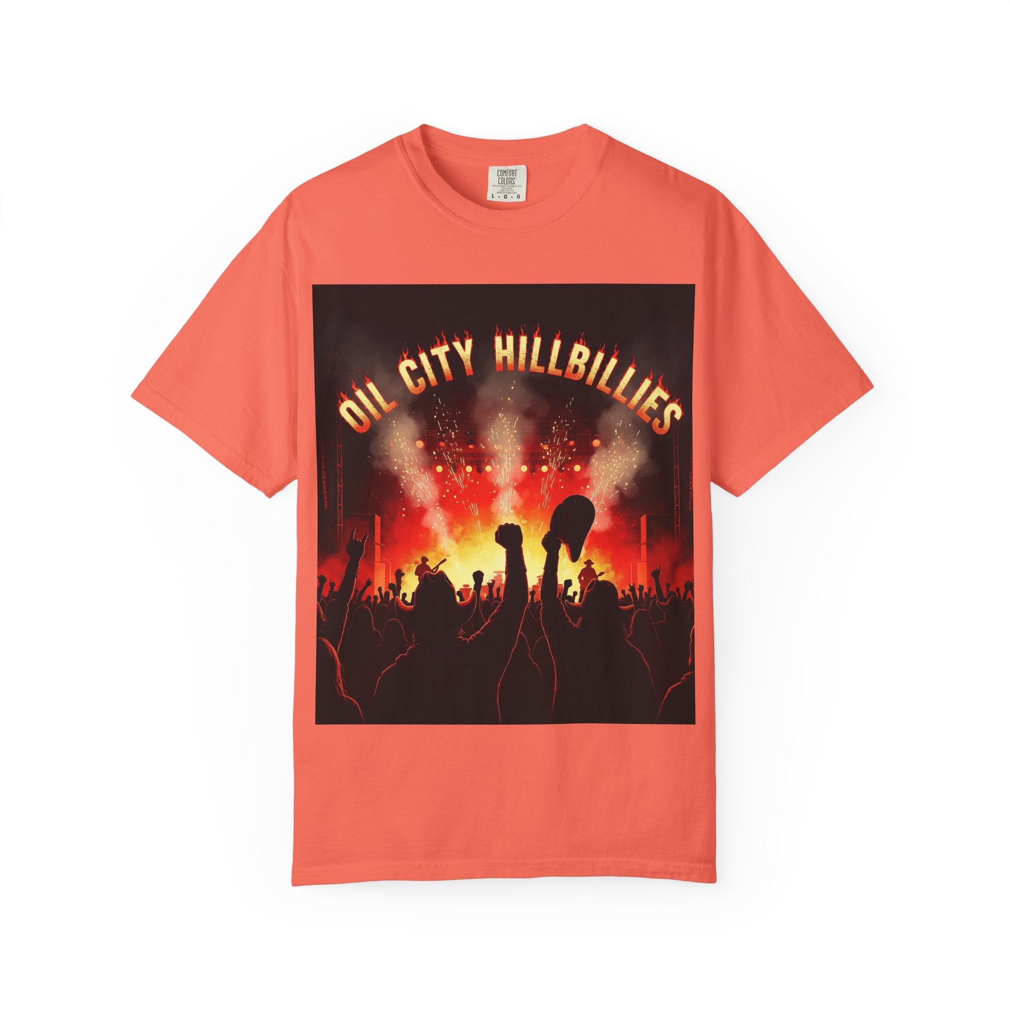 Oil City Hillbillies Concert Tee – Unisex Garment-Dyed T-Shirt, Music Festival Shirt, Country Music Lover Gift, Retro Graphic Band Tee, Southern Outlaw Merch