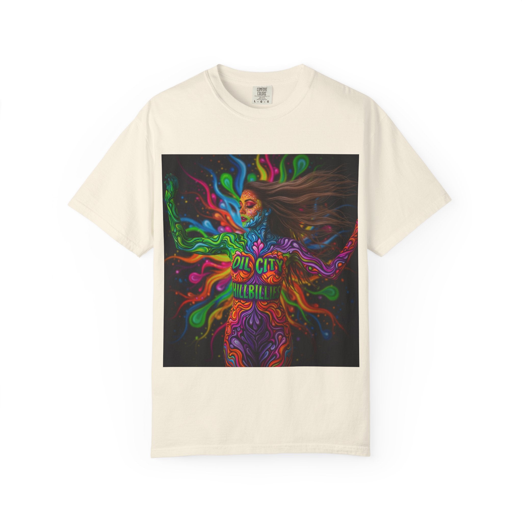 Garment-Dyed Oil City Hillbillies Tee Inspired by Southern Roots and Backwoods Culture, Bohemian T-shirt for Music Festivals, Artistic Outlaw Fashion Statement, Perfect Gift for Fans
