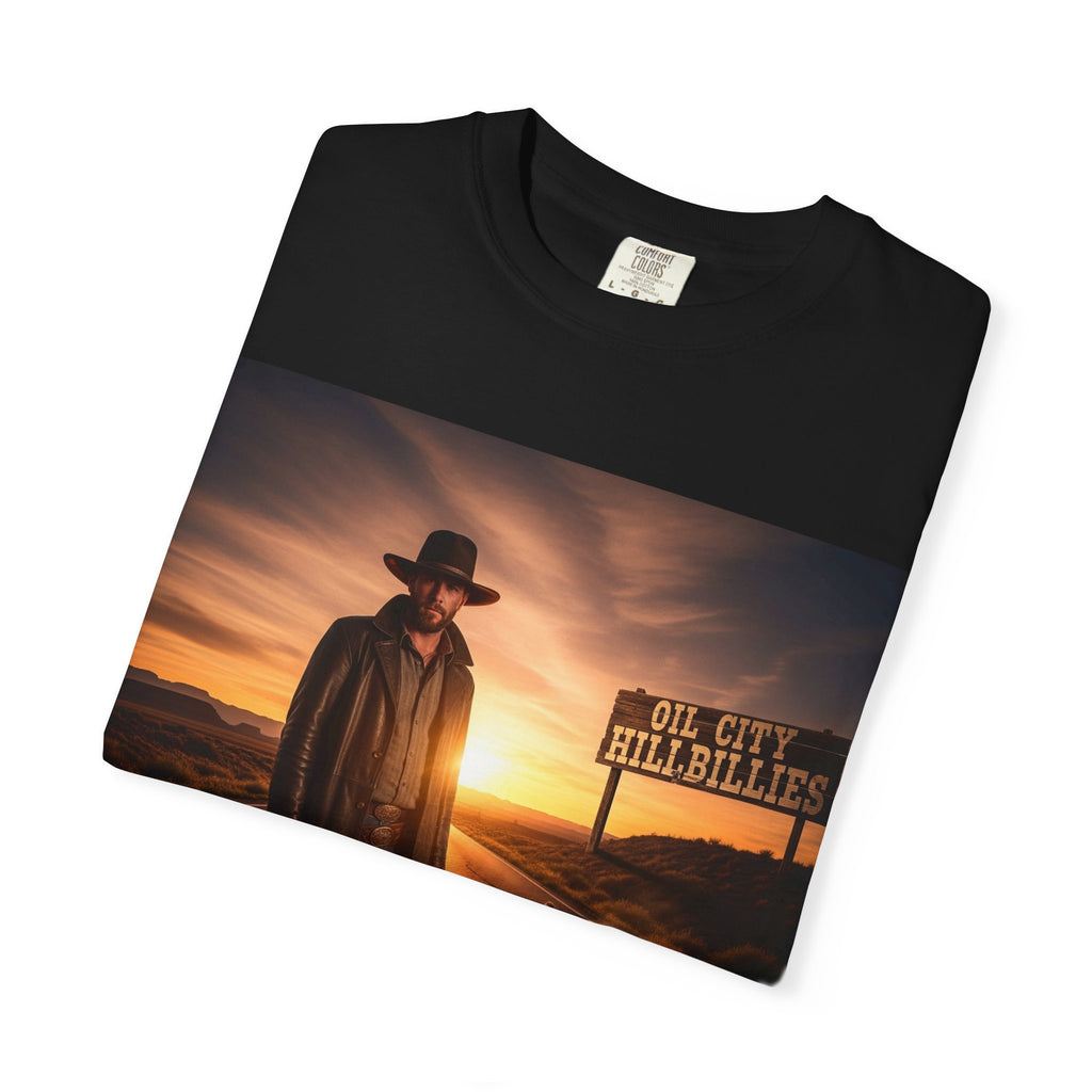 OCH Sunset Cowboy Graphic T-Shirt – Western Style Tee, Gift for Outlaw Country Fans, Casual Wear, Adventure Apparel, Unisex Fashion