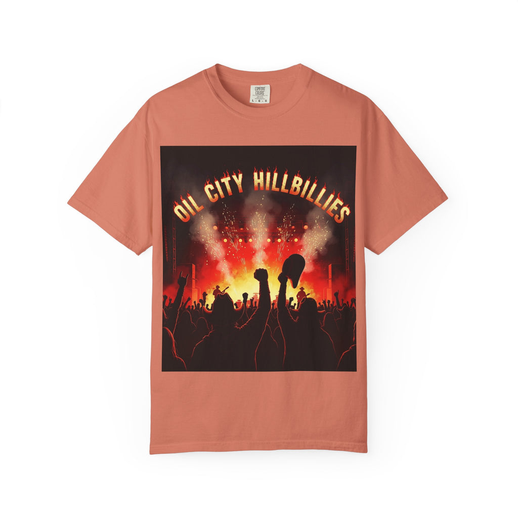Oil City Hillbillies Concert Tee – Unisex Garment-Dyed T-Shirt, Music Festival Shirt, Country Music Lover Gift, Retro Graphic Band Tee, Southern Outlaw Merch