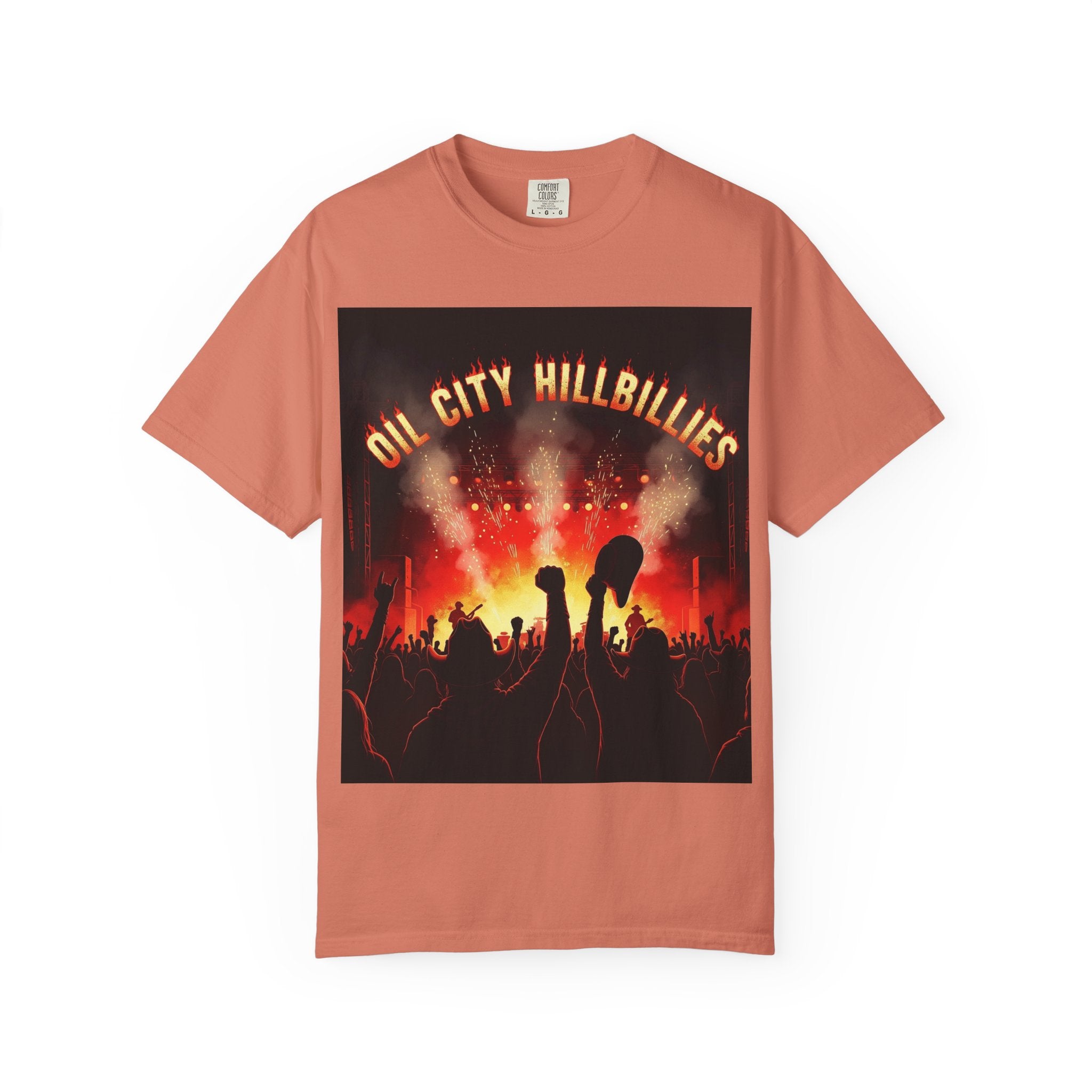 Oil City Hillbillies Concert Tee – Unisex Garment-Dyed T-Shirt, Music Festival Shirt, Country Music Lover Gift, Retro Graphic Band Tee, Southern Outlaw Merch