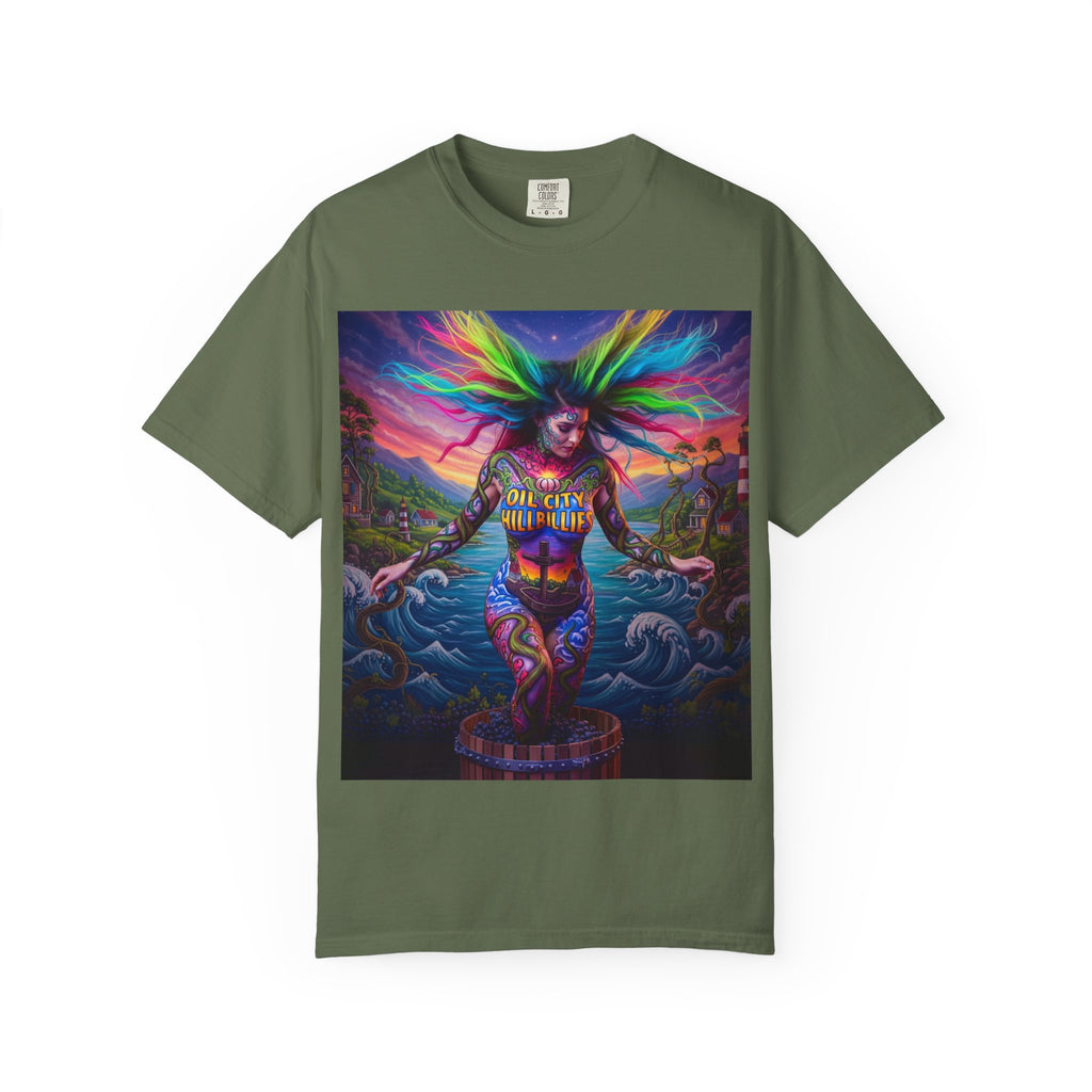 Vibrant Art T-Shirt, Oil City Hillbillies Colorful Graphic Tee, Unisex Gift, Casual Wear, Festival Shirt, Bohemian Style Apparel