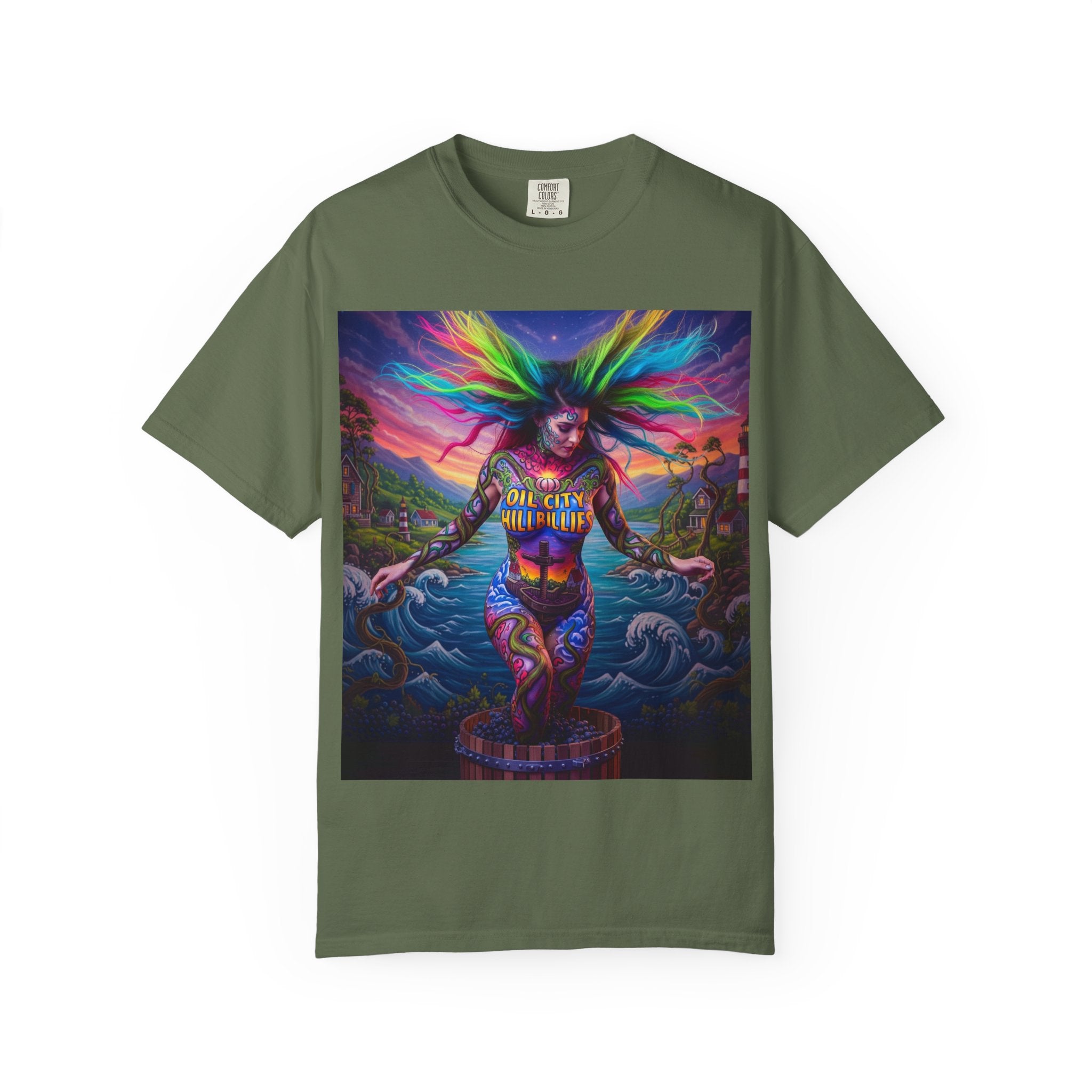 Vibrant Art T-Shirt, Oil City Hillbillies Colorful Graphic Tee, Unisex Gift, Casual Wear, Festival Shirt, Bohemian Style Apparel