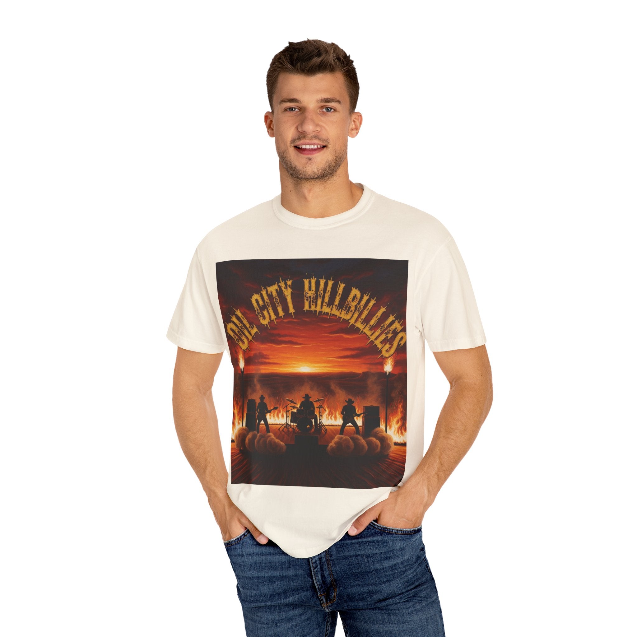 Oil City Hillbillies Sunset Vibe Unisex Tee – Summer Shirt, Festival Fashion, Vintage Graphic Band Tee, Edgy Southern Streetwear