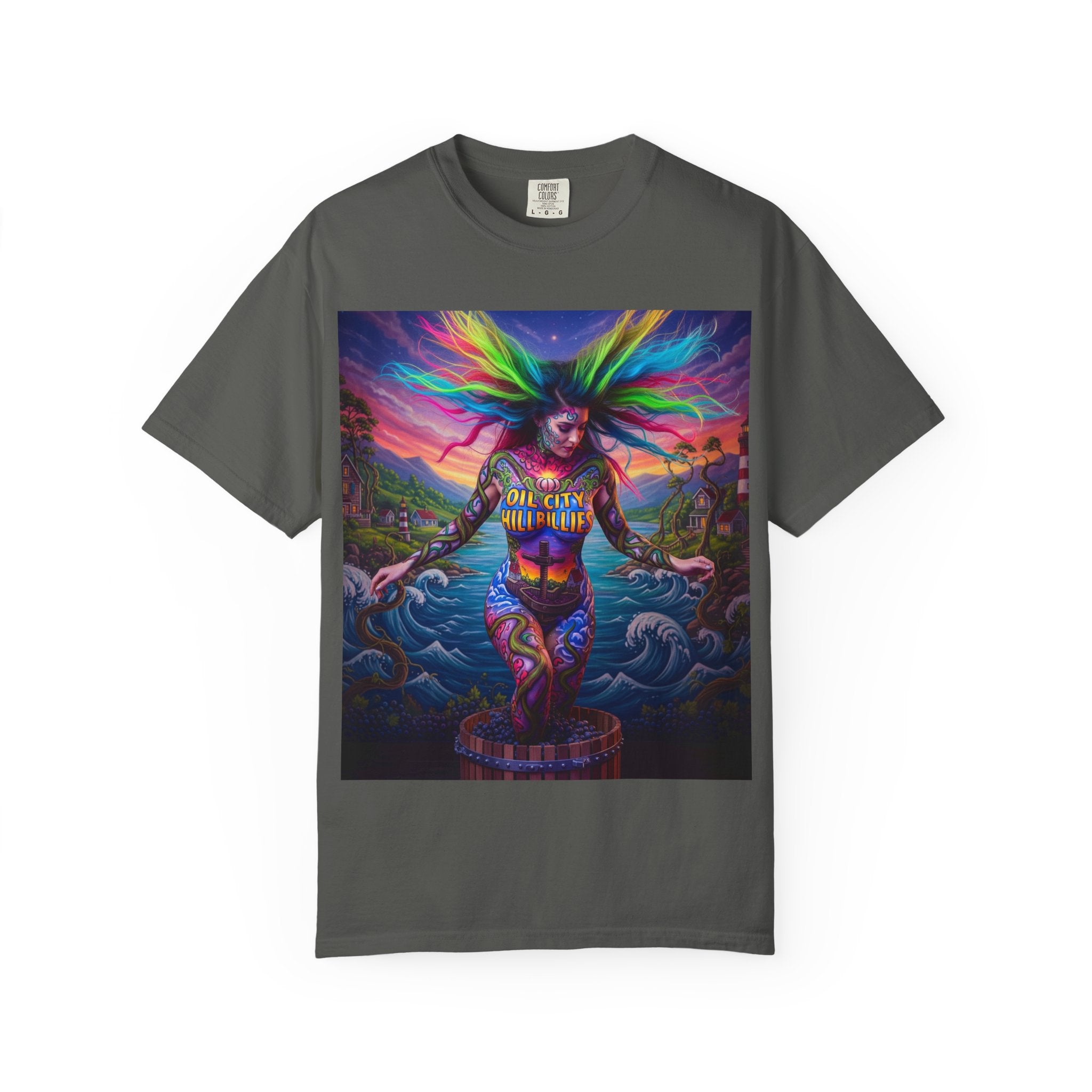 Vibrant Art T-Shirt, Oil City Hillbillies Colorful Graphic Tee, Unisex Gift, Casual Wear, Festival Shirt, Bohemian Style Apparel