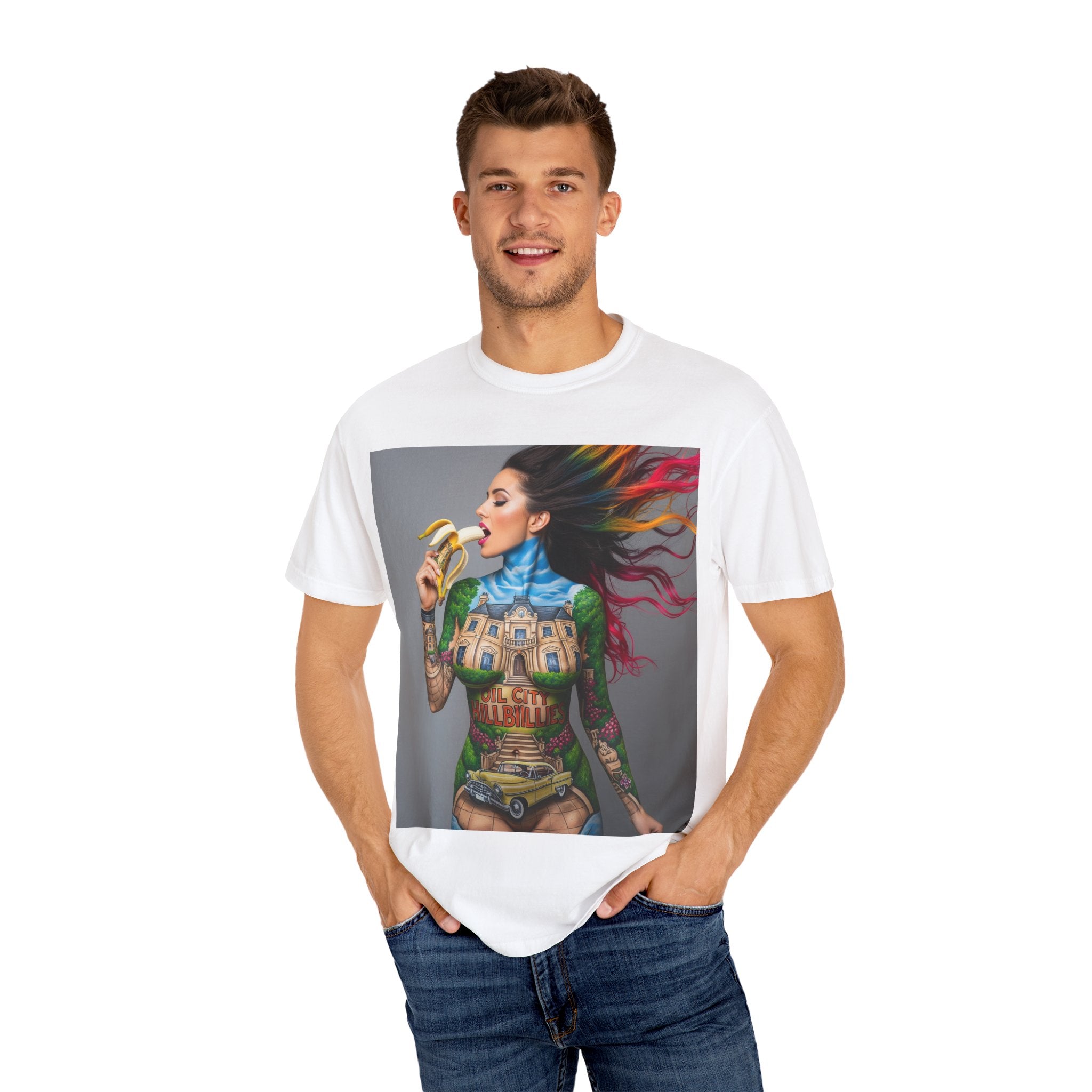 Vibrant Art Tee, Unisex Garment-Dyed T-shirt, Bohemian Style Shirt, Unique Gift, Festival Wear, Artistic Apparel