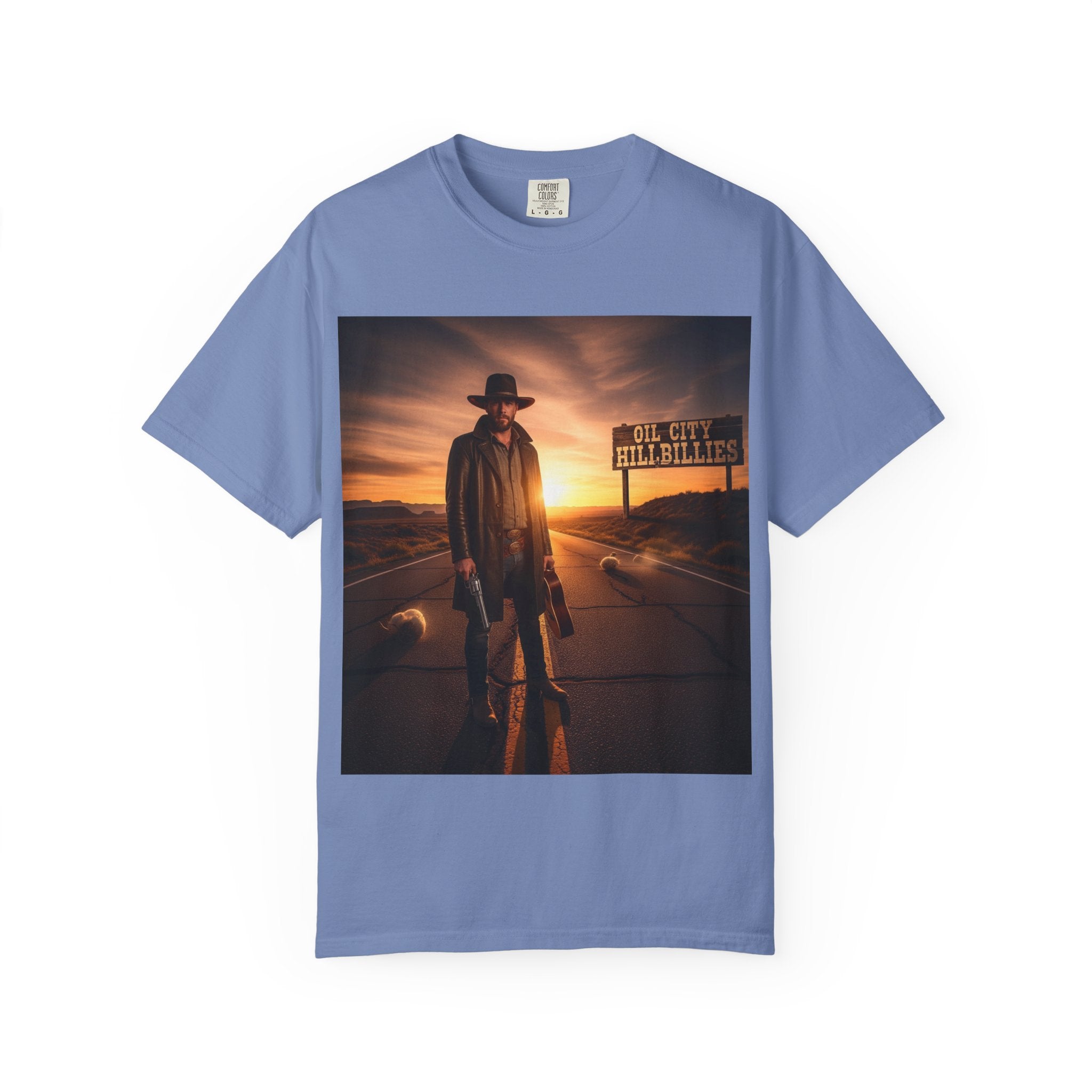 OCH Sunset Cowboy Graphic T-Shirt – Western Style Tee, Gift for Outlaw Country Fans, Casual Wear, Adventure Apparel, Unisex Fashion