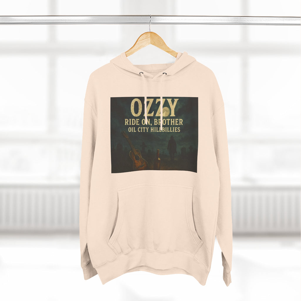 Ozzy-Inspired Oil City Hillbillies Three-Panel Fleece Hoodie, Cozy Layer for Music Lovers, Perfect Gift for Concert Goers, Ideal for Casual Outings, Great for Rock & Country Fans