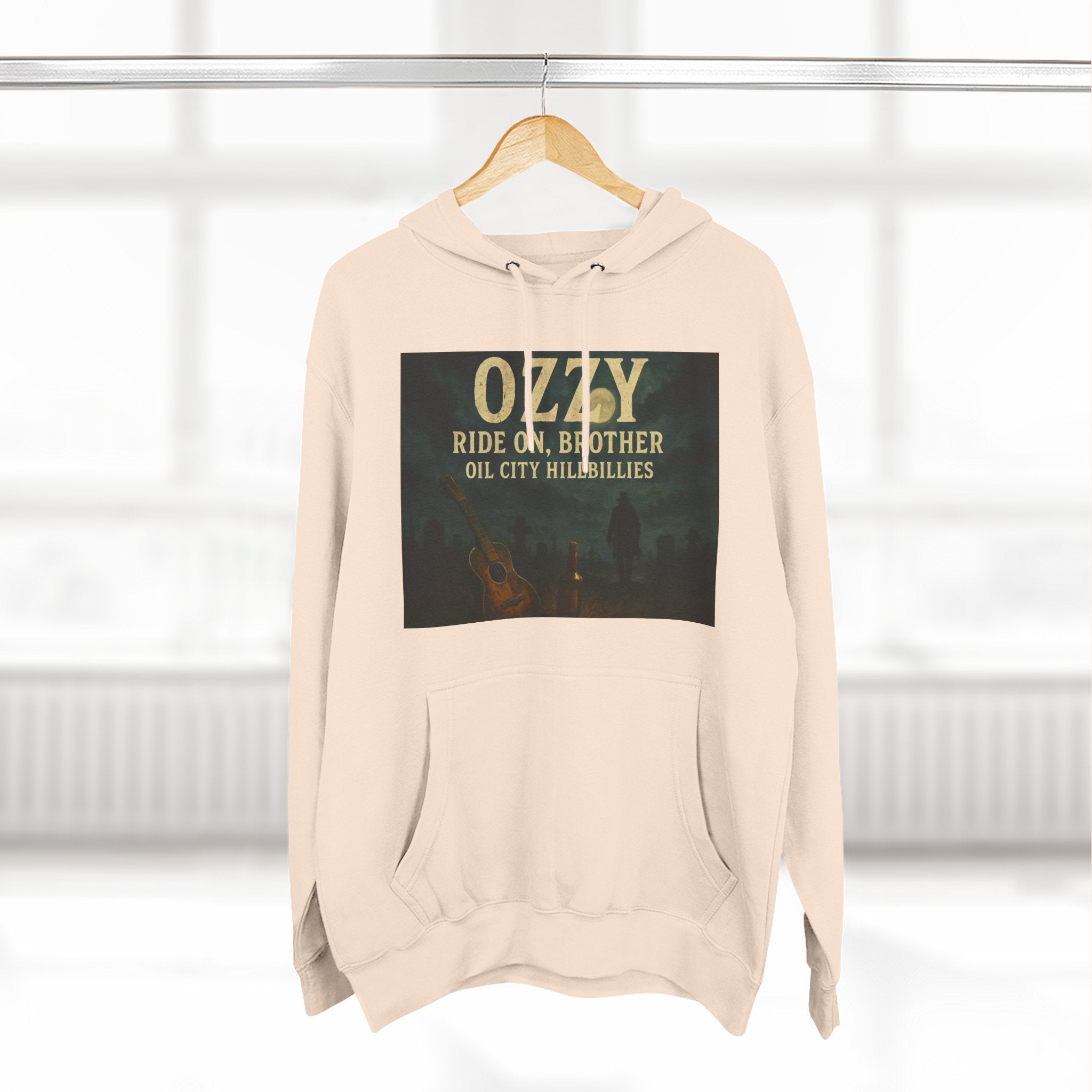 Ozzy-Inspired Oil City Hillbillies Three-Panel Fleece Hoodie, Cozy Layer for Music Lovers, Perfect Gift for Concert Goers, Ideal for Casual Outings, Great for Rock & Country Fans