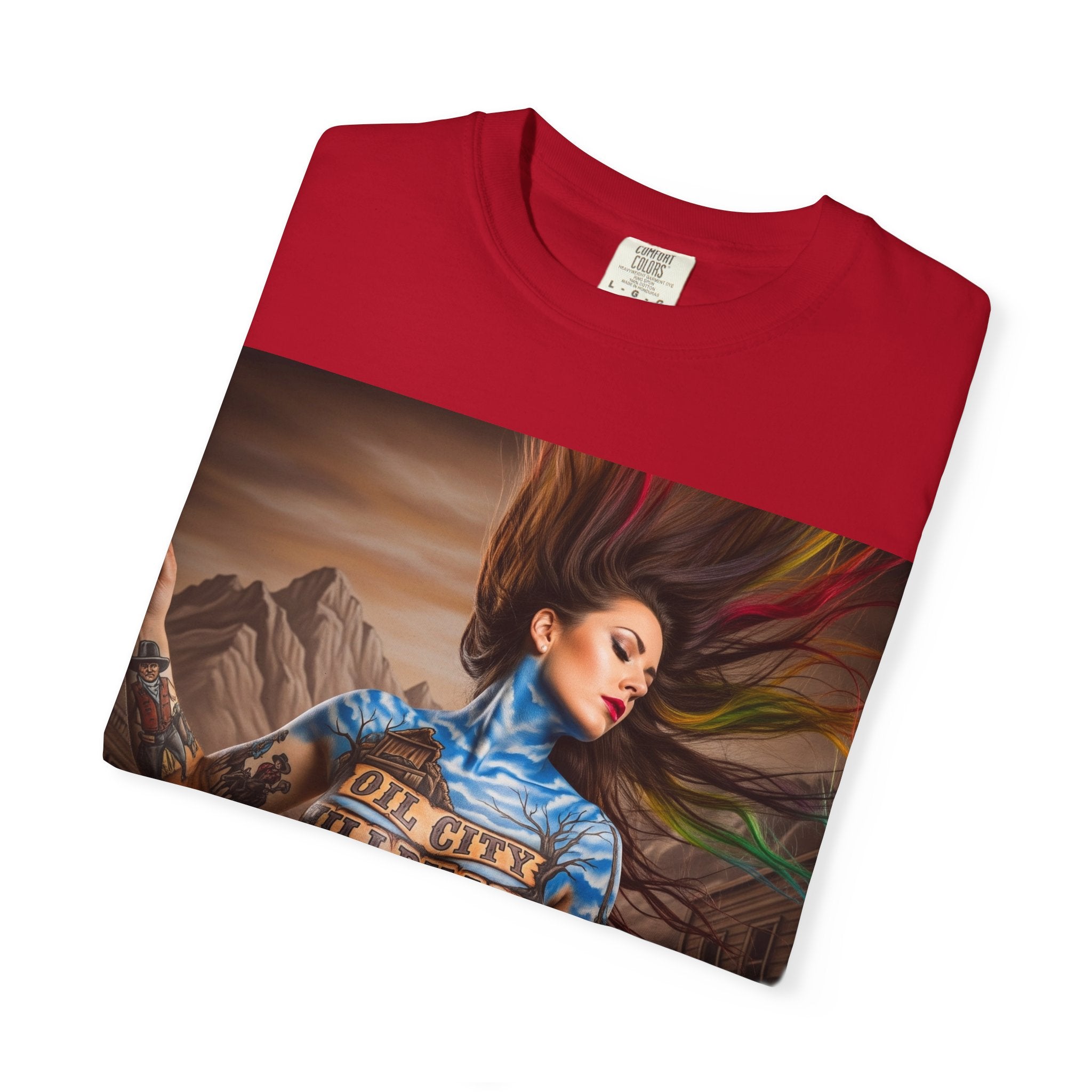 Garment-Dyed Oil City Hillbillies Tee Inspired by Southern Roots and Backwoods Culture, Bohemian T-shirt for Music Festivals, Artistic Outlaw Fashion Statement, Perfect Gift for Fans