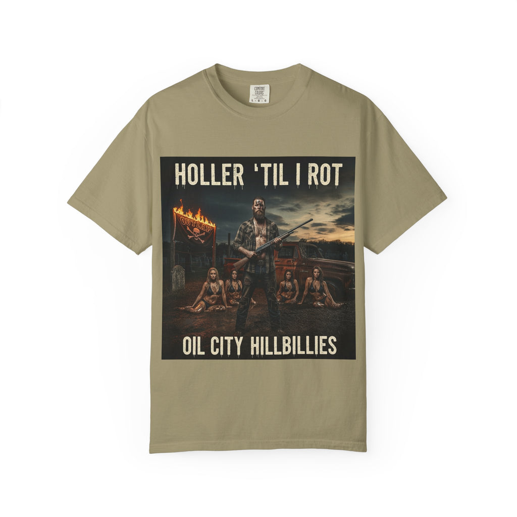 Unisex Graphic Tee - Holler 'Til I Rot, Oil City Hillbillies, Casual Wear, Music Fans, Vintage Style, Great Gift