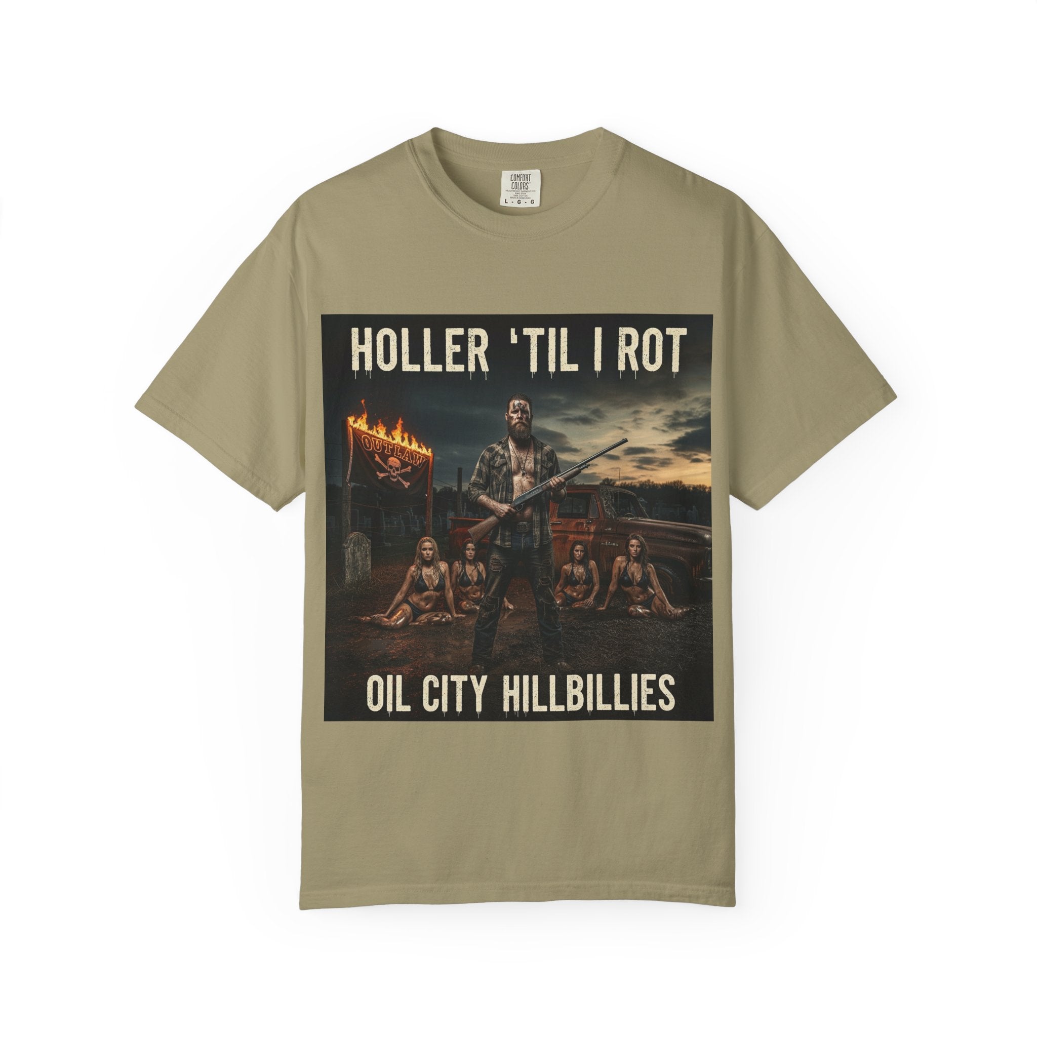 Unisex Graphic Tee - Holler 'Til I Rot, Oil City Hillbillies, Casual Wear, Music Fans, Vintage Style, Great Gift