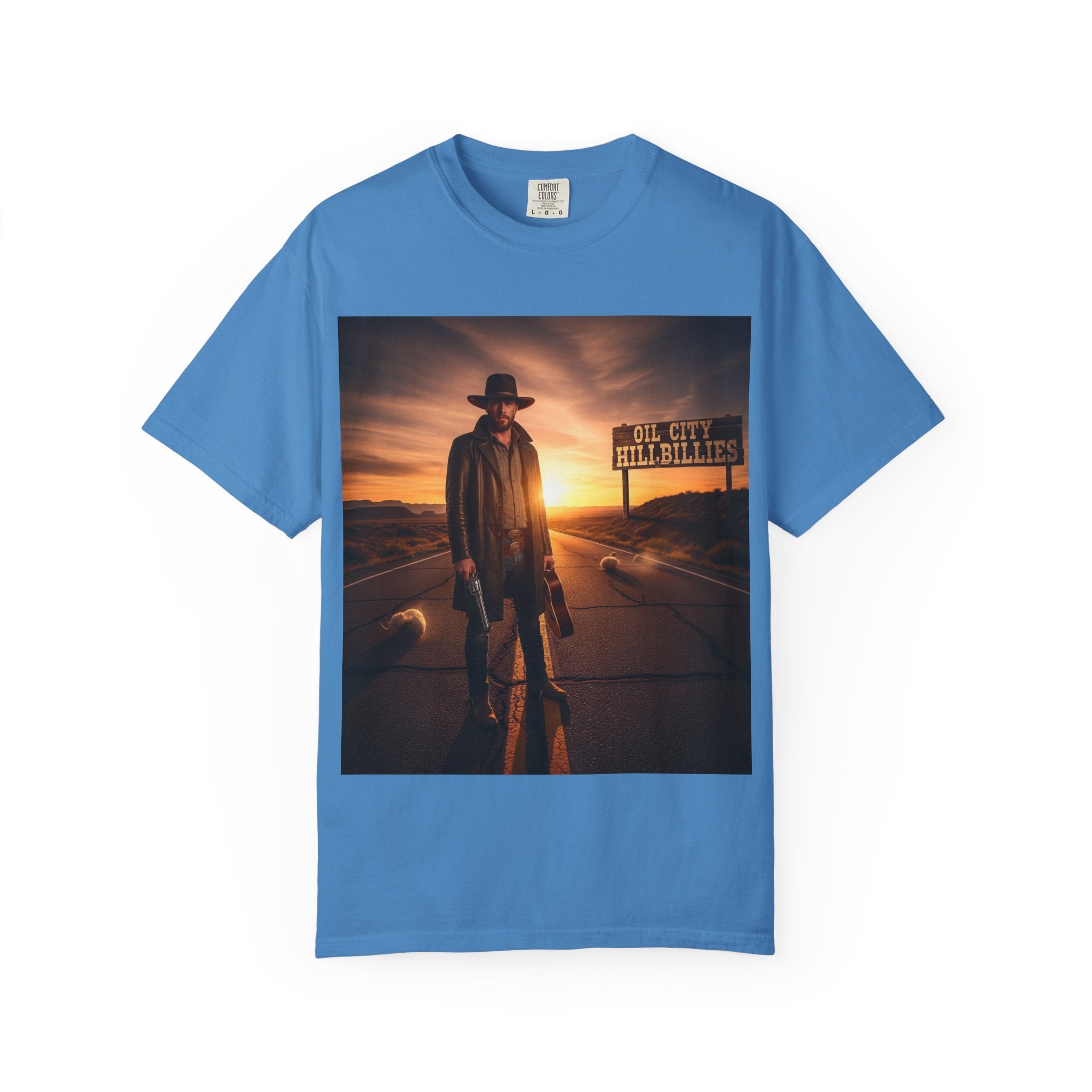 OCH Sunset Cowboy Graphic T-Shirt – Western Style Tee, Gift for Outlaw Country Fans, Casual Wear, Adventure Apparel, Unisex Fashion