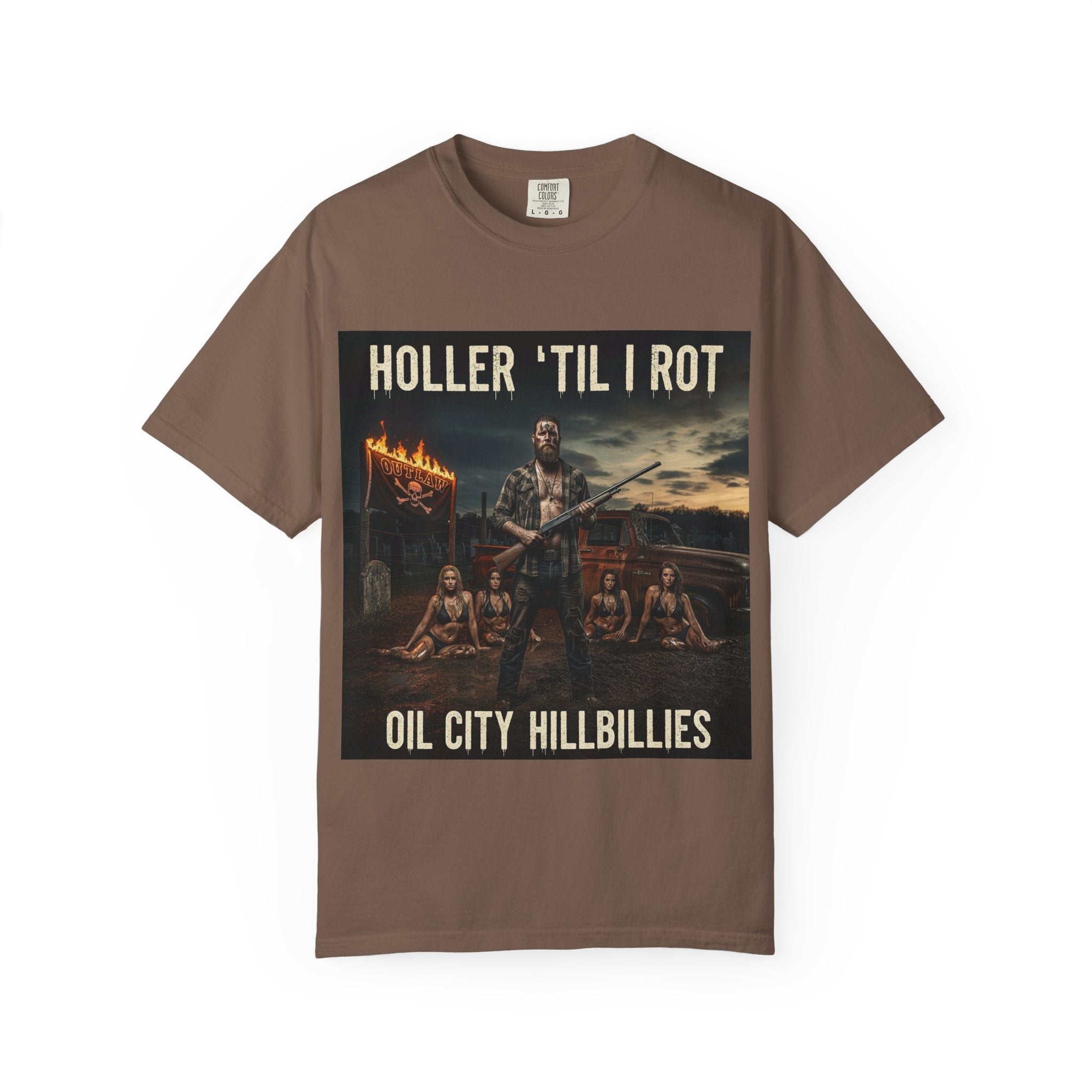 Unisex Graphic Tee - Holler 'Til I Rot, Oil City Hillbillies, Casual Wear, Music Fans, Vintage Style, Great Gift