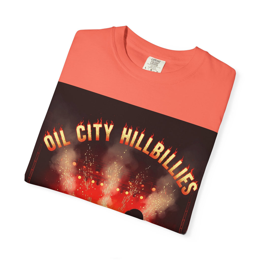 Oil City Hillbillies Concert Tee – Unisex Garment-Dyed T-Shirt, Music Festival Shirt, Country Music Lover Gift, Retro Graphic Band Tee, Southern Outlaw Merch
