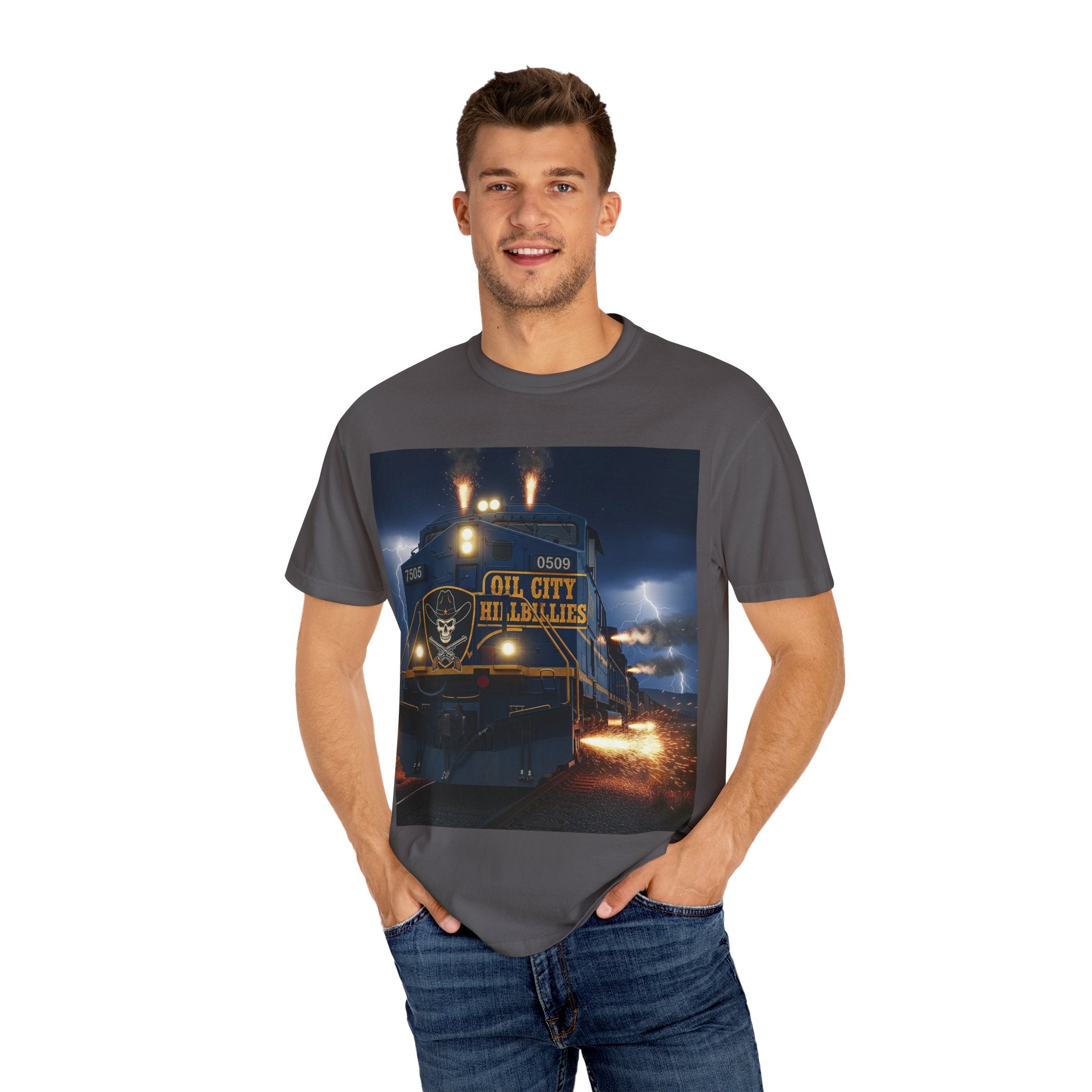 Oil City Hillbillies Unisex Garment-Dyed T-Shirt – Vintage Western Tee, Gift for Outlaw Country Fans, Southern Music Merch, Casual Wear for Band Supporters