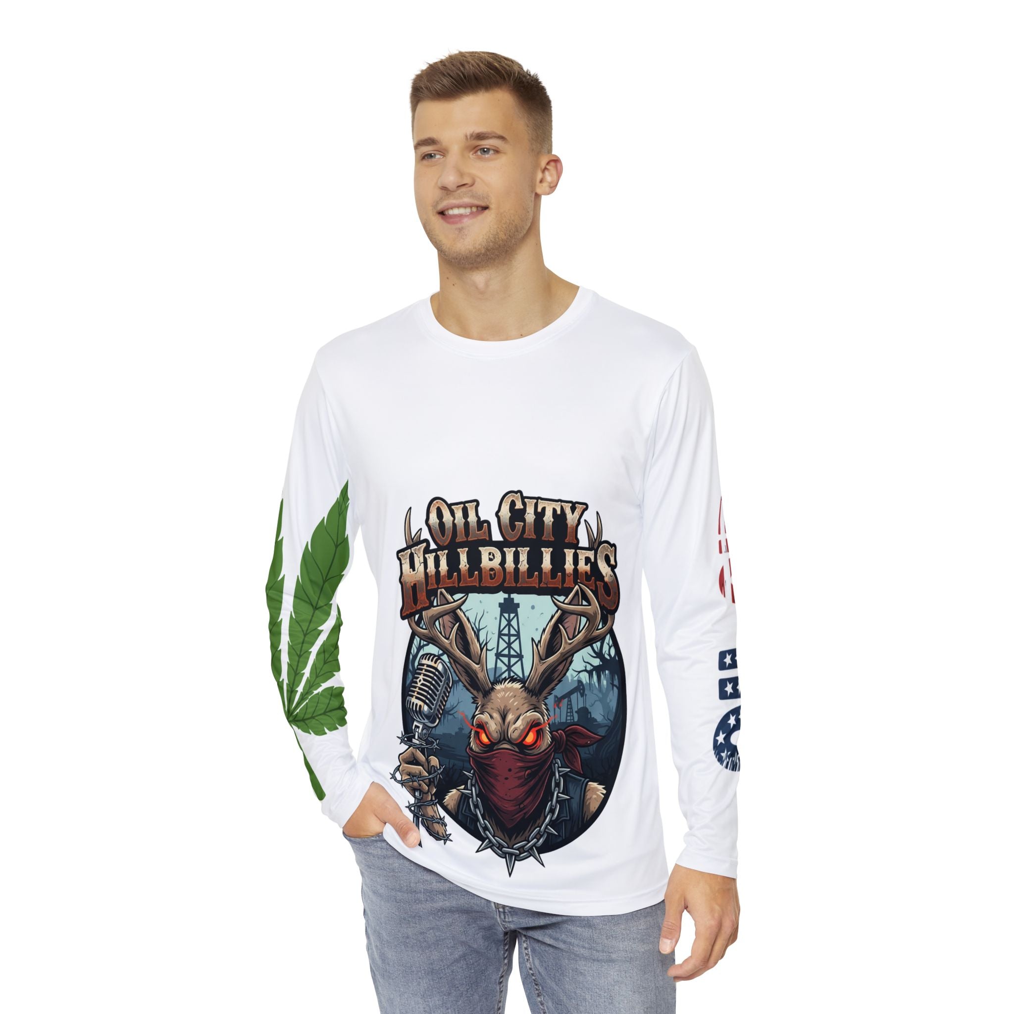 Men's Long Sleeve Graphic Shirt, Stylish Casual Wear, Perfect for Music Festivals, Unique Gift for Outdoor Enthusiasts