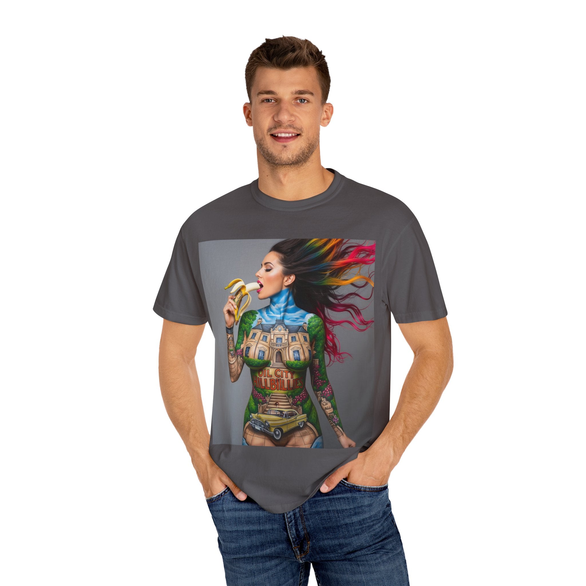 Vibrant Art Tee, Unisex Garment-Dyed T-shirt, Bohemian Style Shirt, Unique Gift, Festival Wear, Artistic Apparel