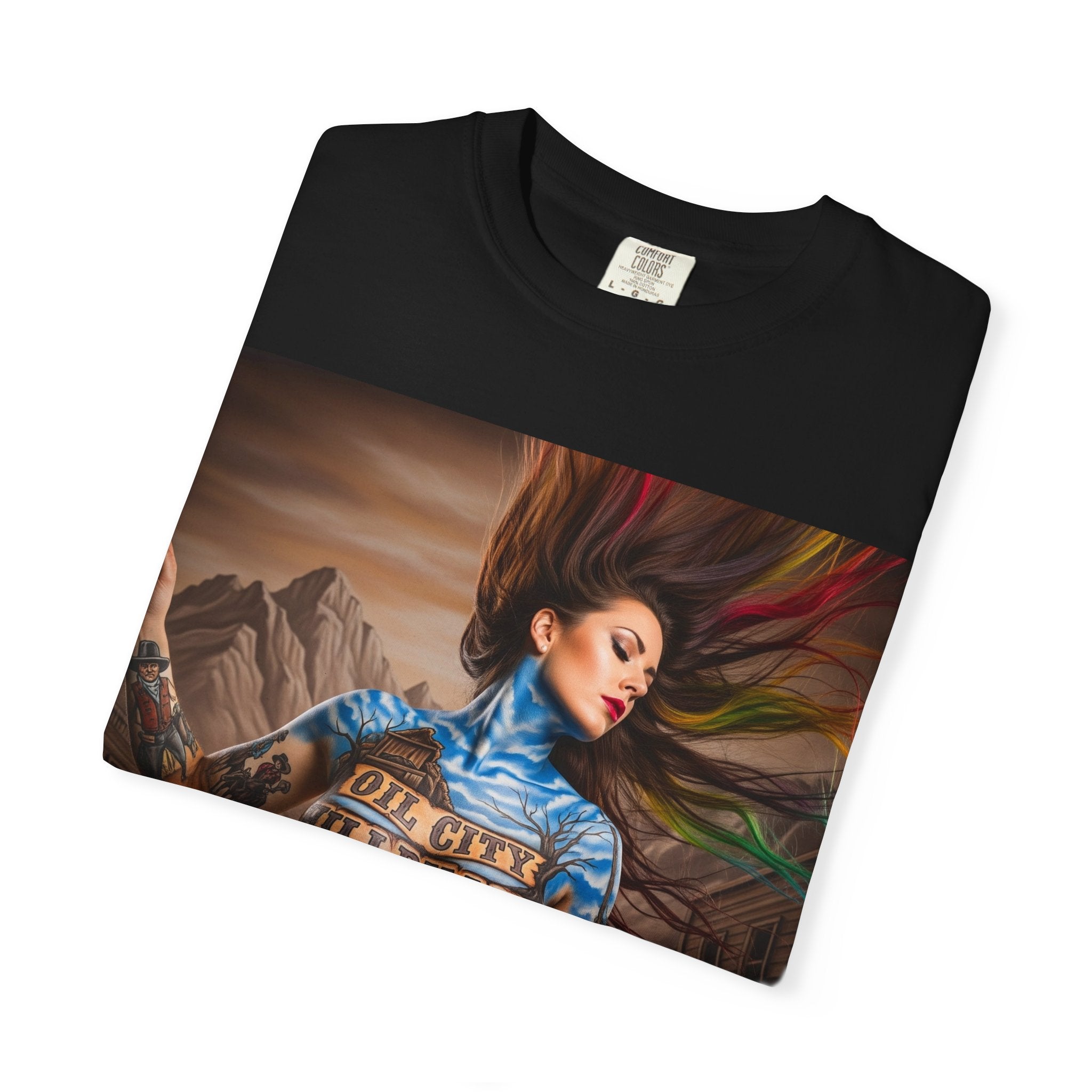 Garment-Dyed Oil City Hillbillies Tee Inspired by Southern Roots and Backwoods Culture, Bohemian T-shirt for Music Festivals, Artistic Outlaw Fashion Statement, Perfect Gift for Fans