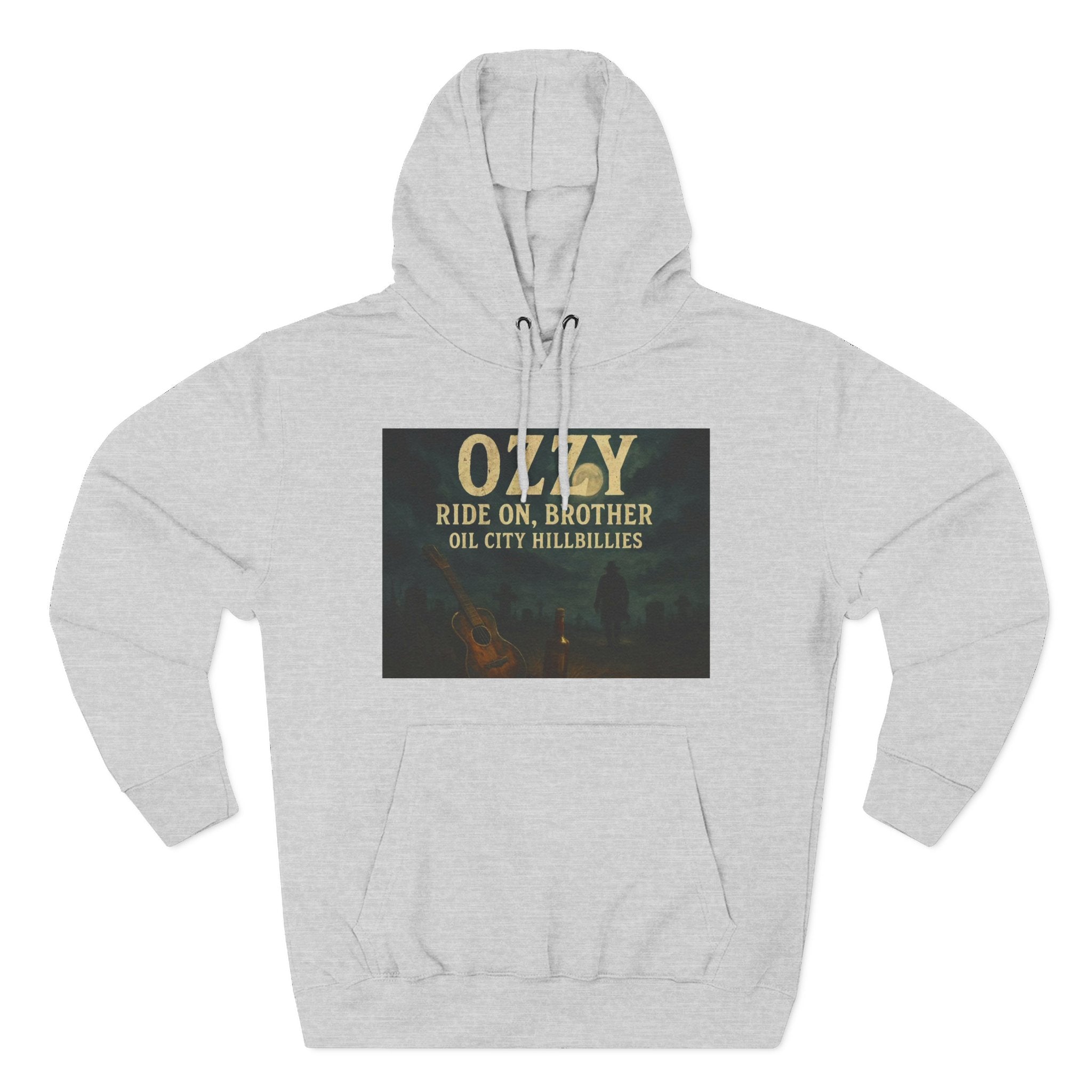 Ozzy-Inspired Oil City Hillbillies Three-Panel Fleece Hoodie, Cozy Layer for Music Lovers, Perfect Gift for Concert Goers, Ideal for Casual Outings, Great for Rock & Country Fans