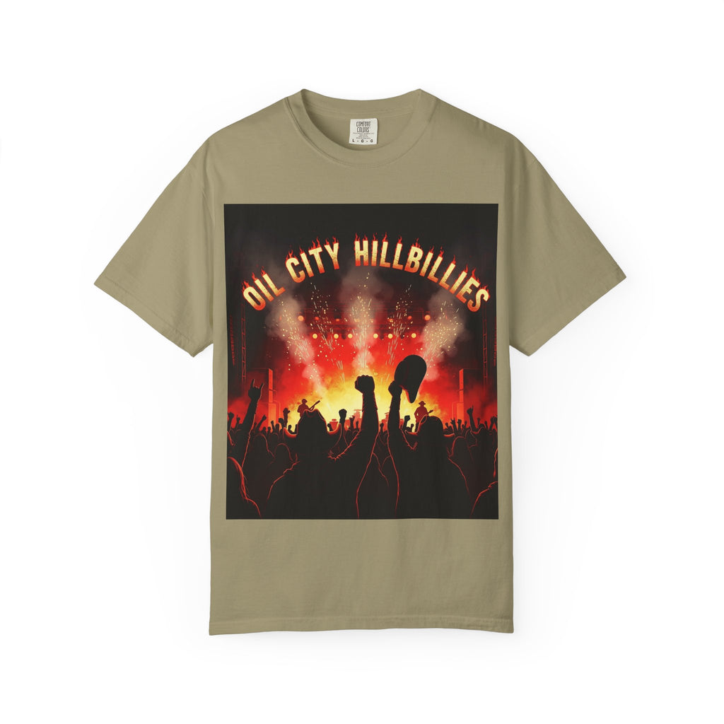 Oil City Hillbillies Concert Tee – Unisex Garment-Dyed T-Shirt, Music Festival Shirt, Country Music Lover Gift, Retro Graphic Band Tee, Southern Outlaw Merch