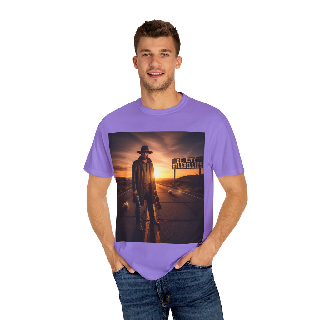 OCH Sunset Cowboy Graphic T-Shirt – Western Style Tee, Gift for Outlaw Country Fans, Casual Wear, Adventure Apparel, Unisex Fashion