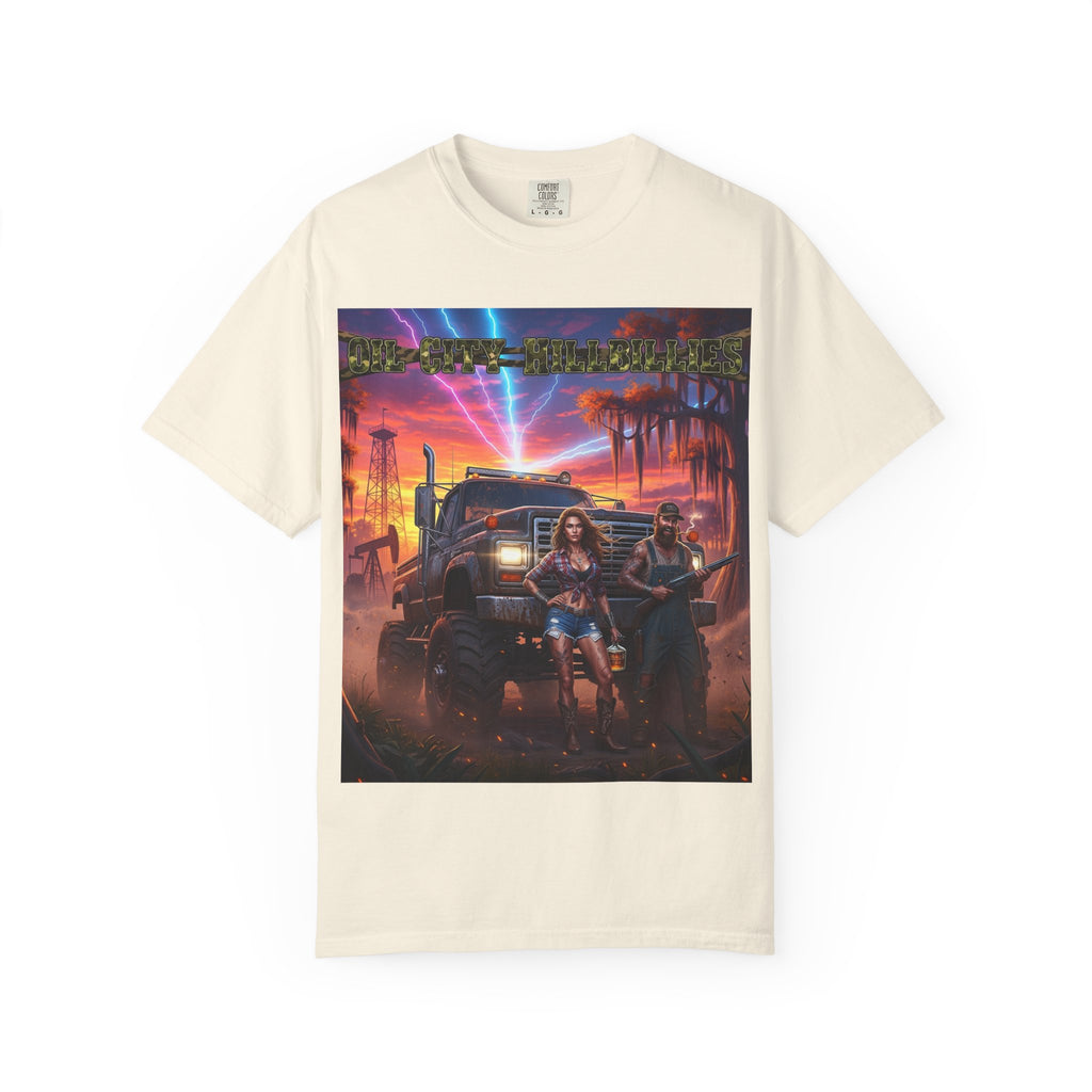 Oil City Hillbillies Adventurous Graphic T-Shirt – Fun Gift for Outdoor Lovers, Summer Vibes, Unisex Casual Wear, Adventure Shirt, Retro Band Tee