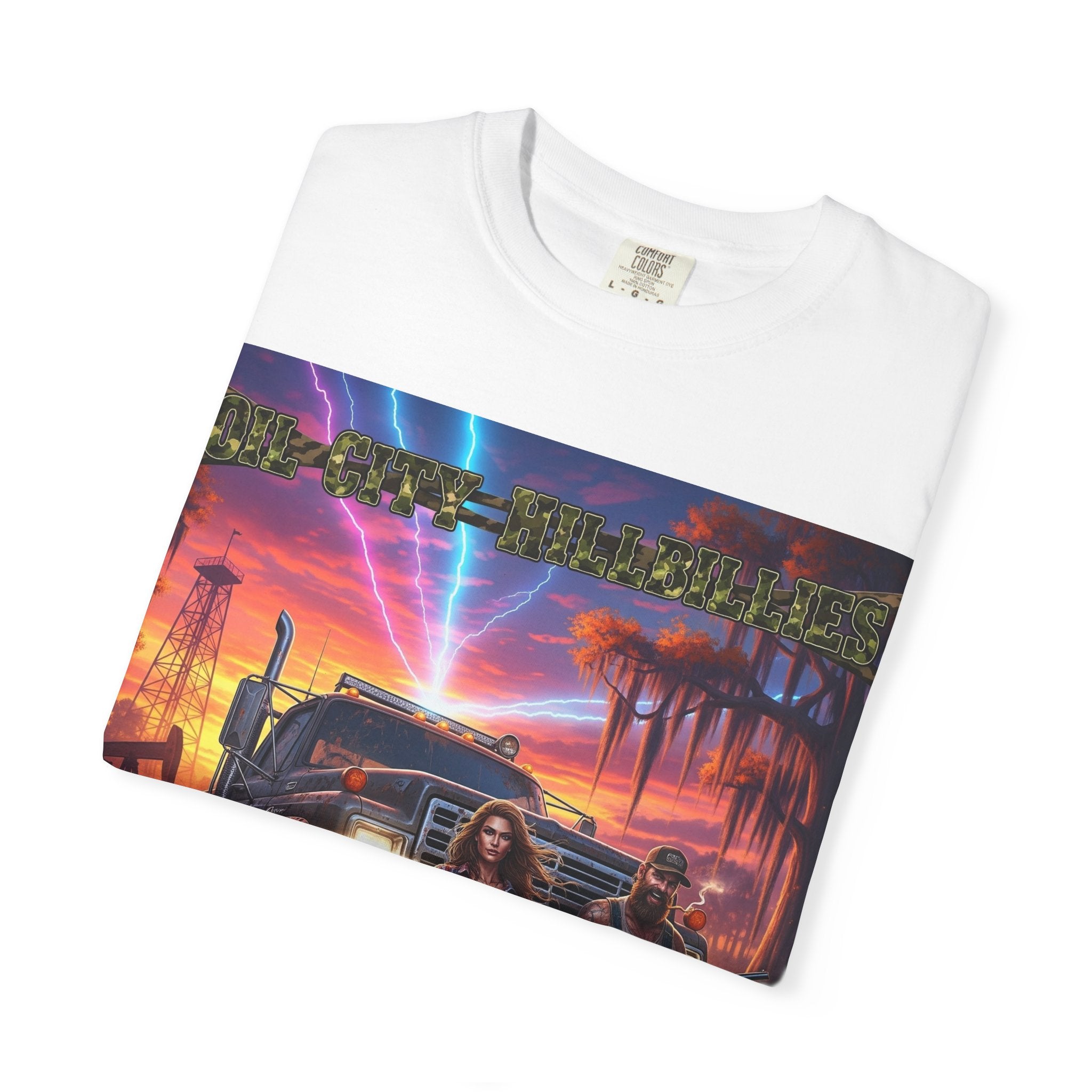 Oil City Hillbillies Adventurous Graphic T-Shirt – Fun Gift for Outdoor Lovers, Summer Vibes, Unisex Casual Wear, Adventure Shirt, Retro Band Tee