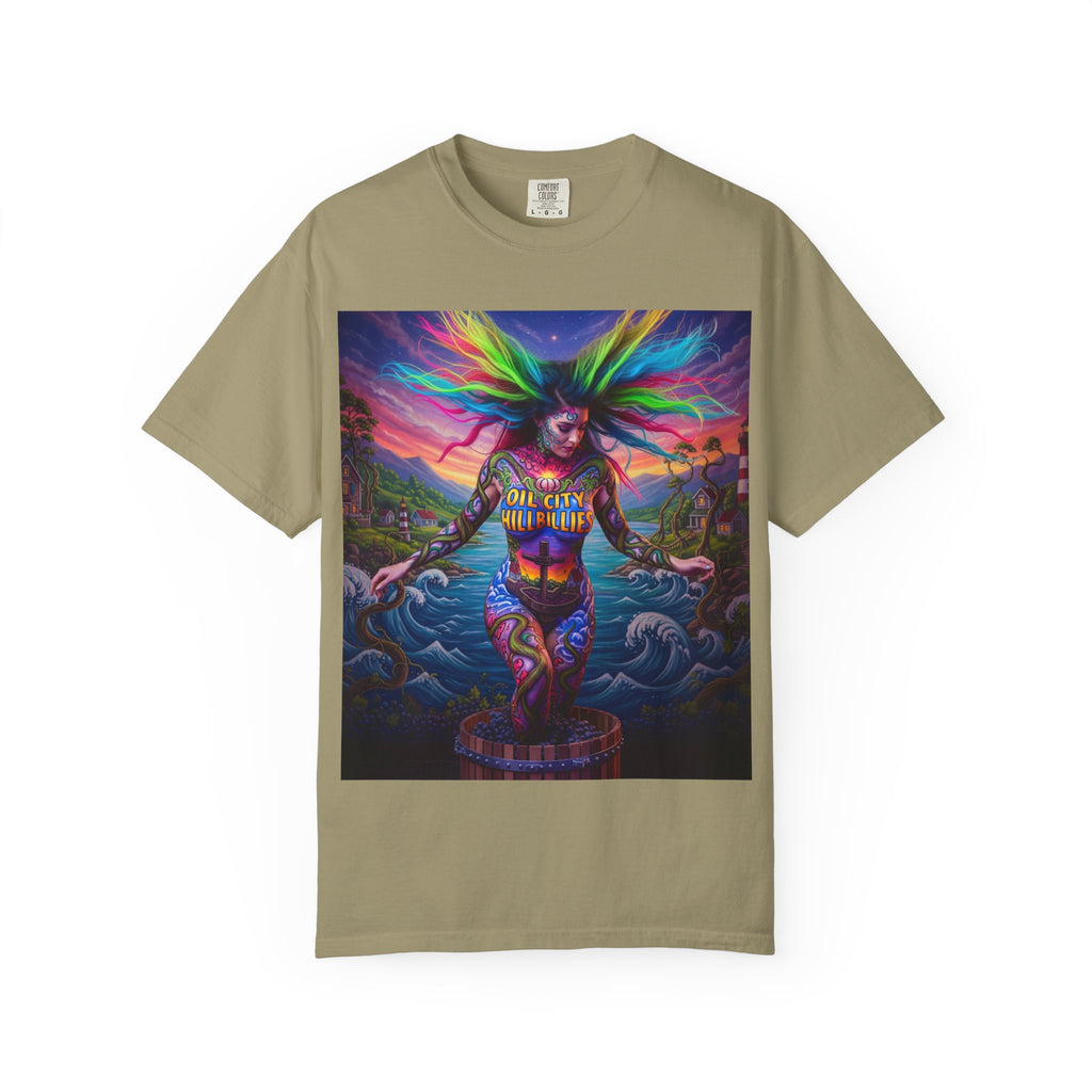Vibrant Art T-Shirt, Oil City Hillbillies Colorful Graphic Tee, Unisex Gift, Casual Wear, Festival Shirt, Bohemian Style Apparel