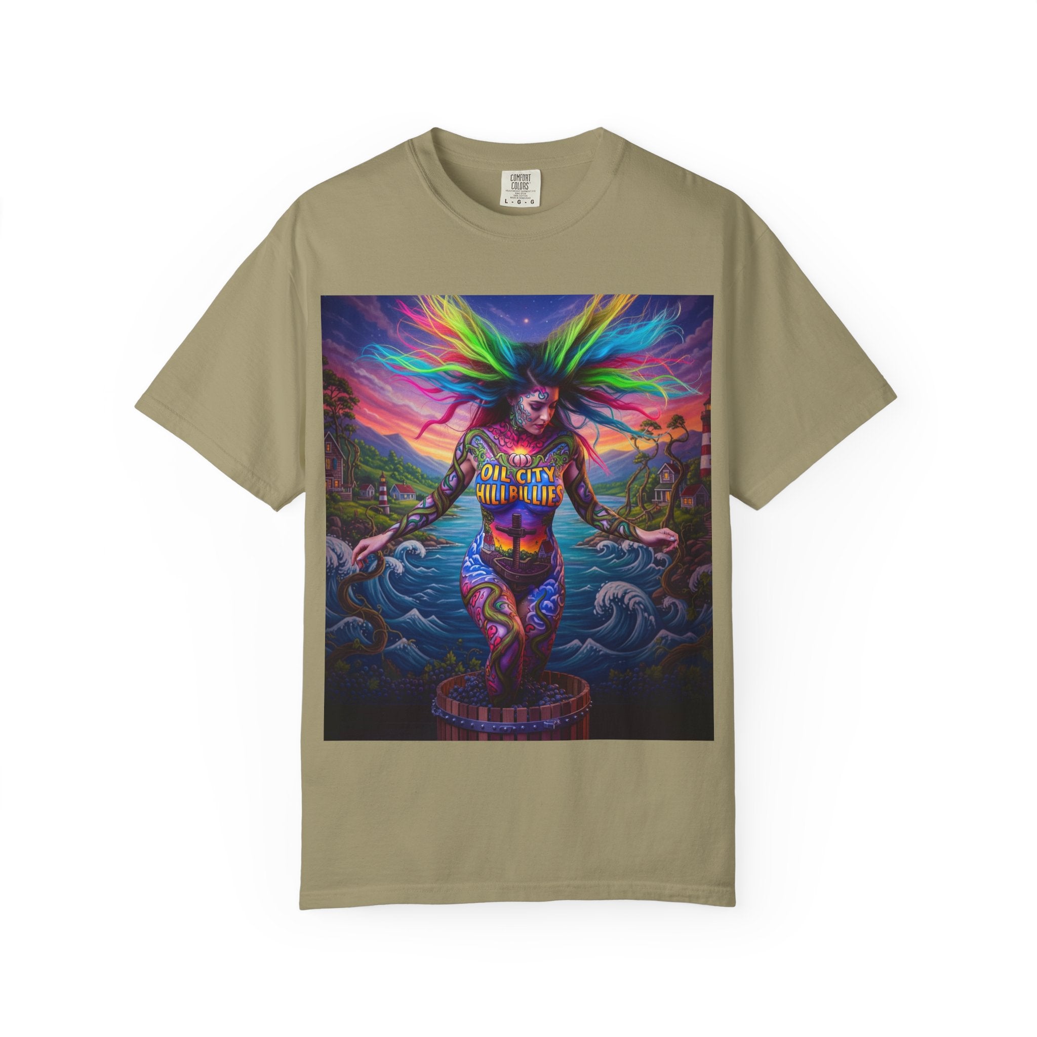 Vibrant Art T-Shirt, Oil City Hillbillies Colorful Graphic Tee, Unisex Gift, Casual Wear, Festival Shirt, Bohemian Style Apparel