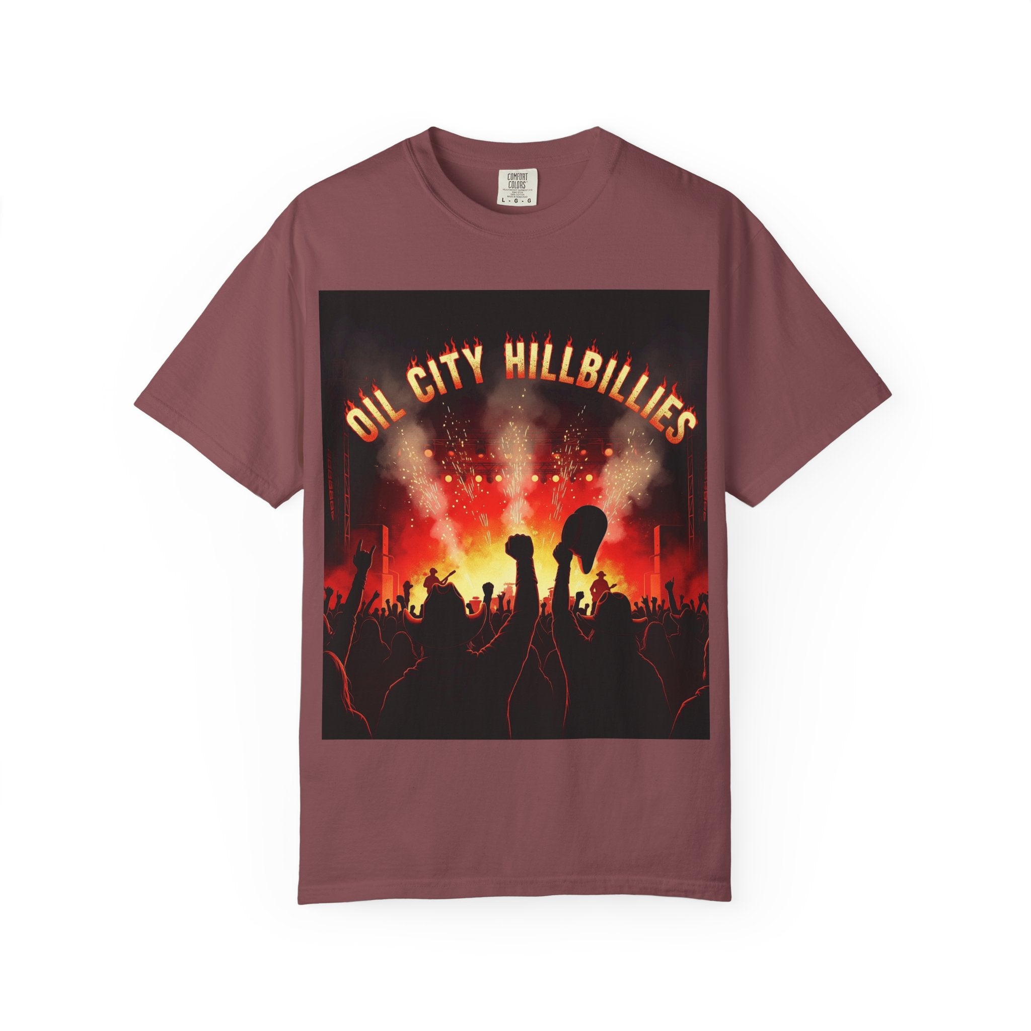 Oil City Hillbillies Concert Tee – Unisex Garment-Dyed T-Shirt, Music Festival Shirt, Country Music Lover Gift, Retro Graphic Band Tee, Southern Outlaw Merch