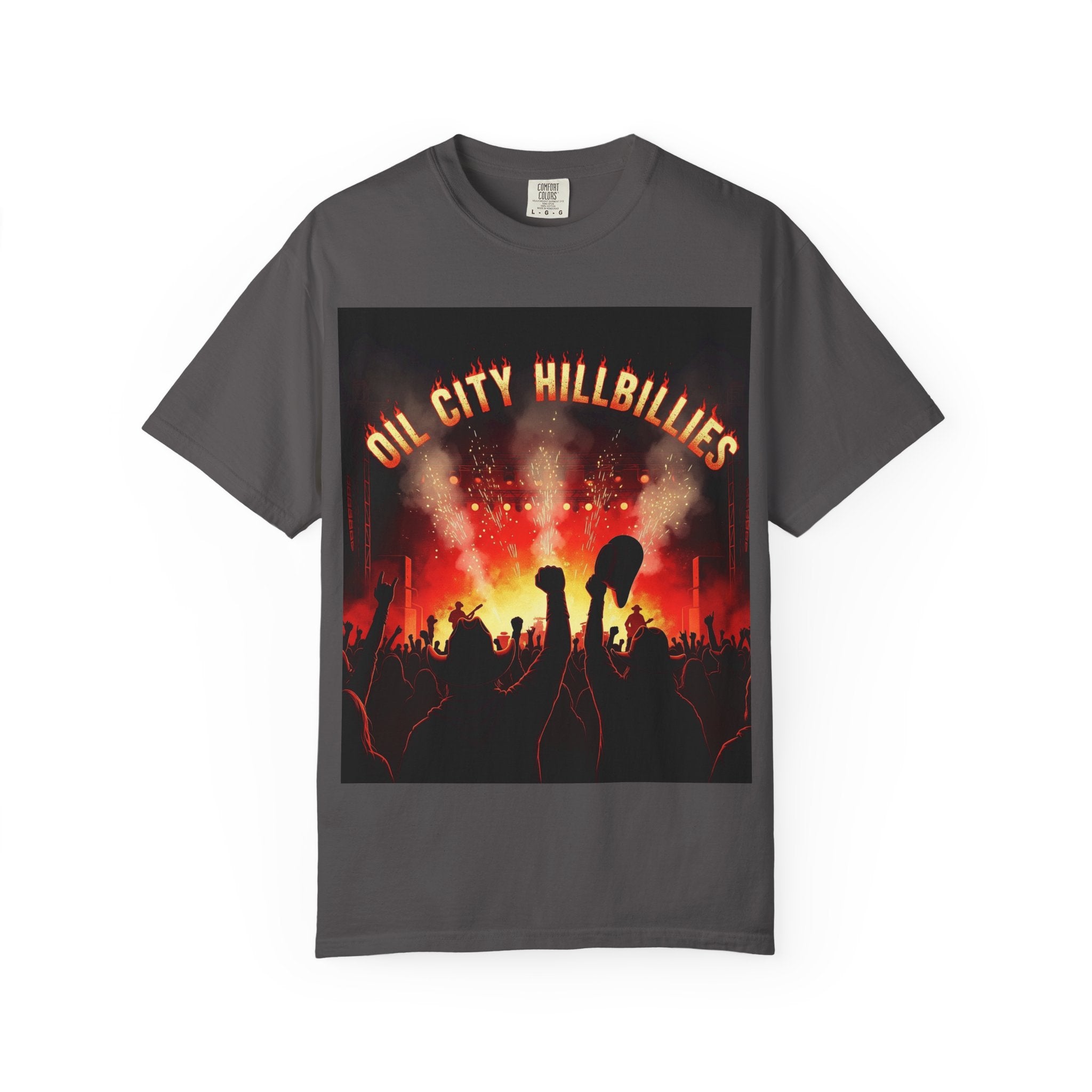 Oil City Hillbillies Concert Tee – Unisex Garment-Dyed T-Shirt, Music Festival Shirt, Country Music Lover Gift, Retro Graphic Band Tee, Southern Outlaw Merch