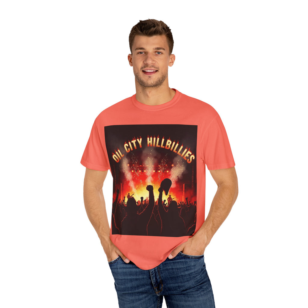 Oil City Hillbillies Concert Tee – Unisex Garment-Dyed T-Shirt, Music Festival Shirt, Country Music Lover Gift, Retro Graphic Band Tee, Southern Outlaw Merch