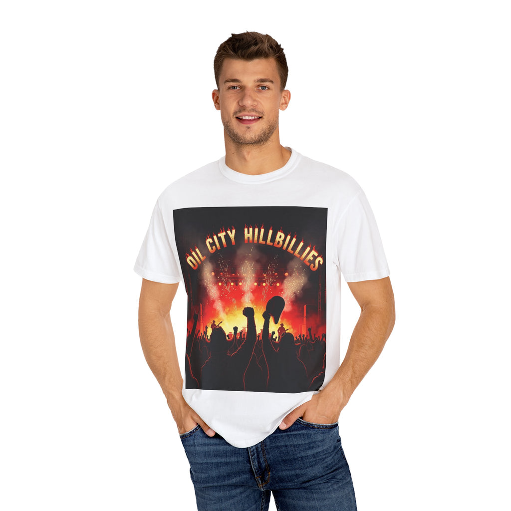 Oil City Hillbillies Concert Tee – Unisex Garment-Dyed T-Shirt, Music Festival Shirt, Country Music Lover Gift, Retro Graphic Band Tee, Southern Outlaw Merch
