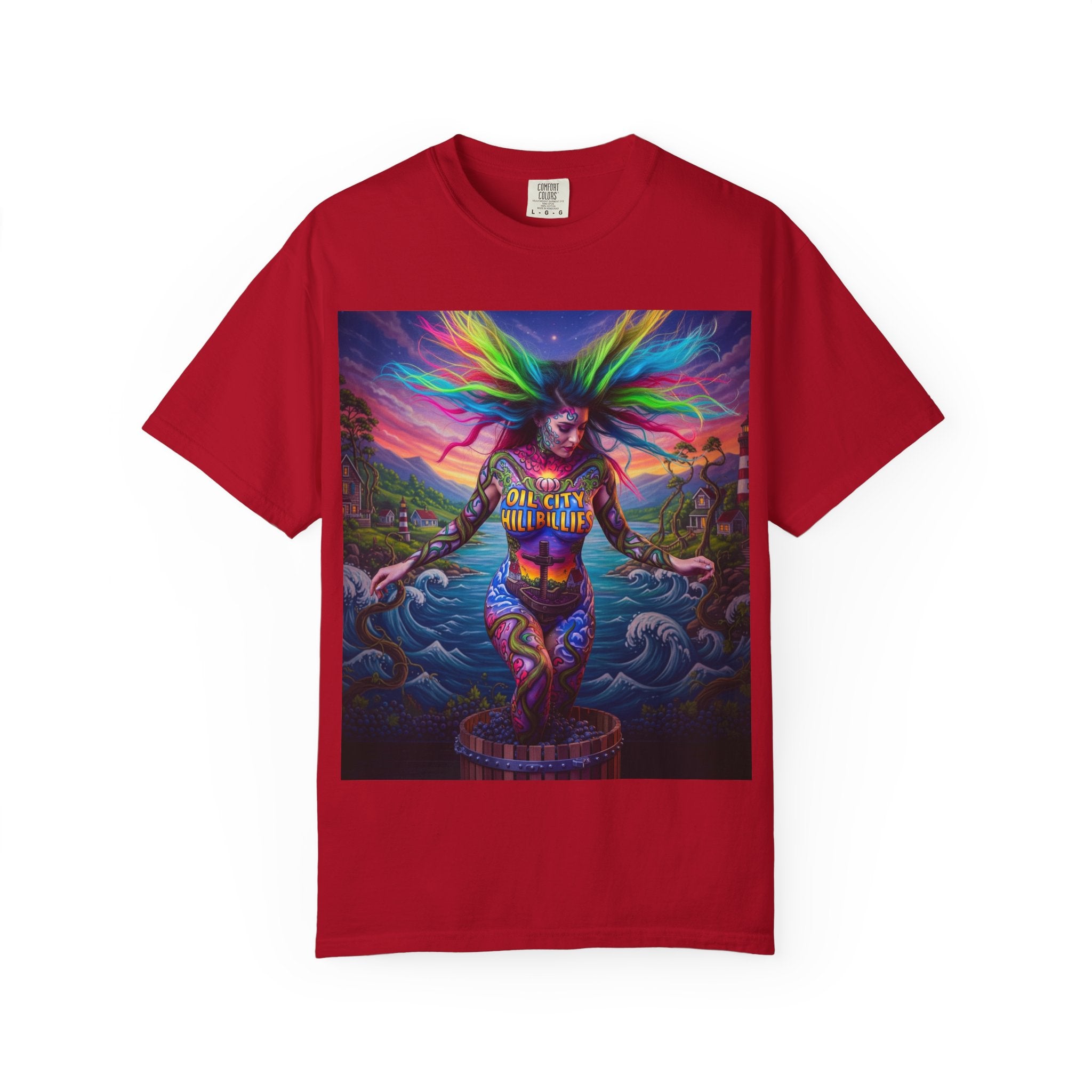 Vibrant Art T-Shirt, Oil City Hillbillies Colorful Graphic Tee, Unisex Gift, Casual Wear, Festival Shirt, Bohemian Style Apparel