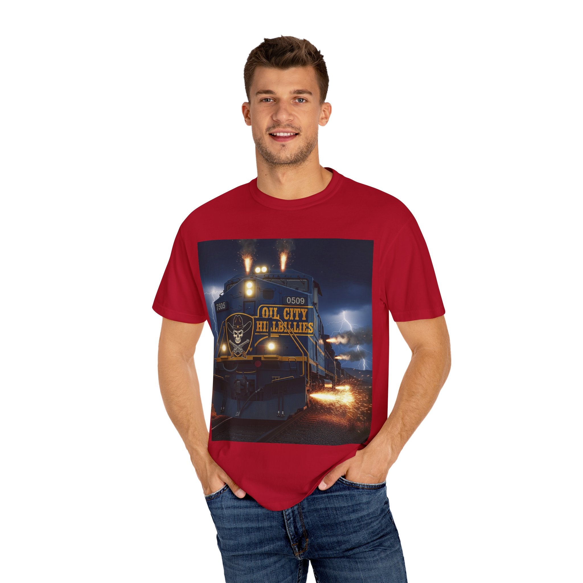 Oil City Hillbillies Unisex Garment-Dyed T-Shirt – Vintage Western Tee, Gift for Outlaw Country Fans, Southern Music Merch, Casual Wear for Band Supporters