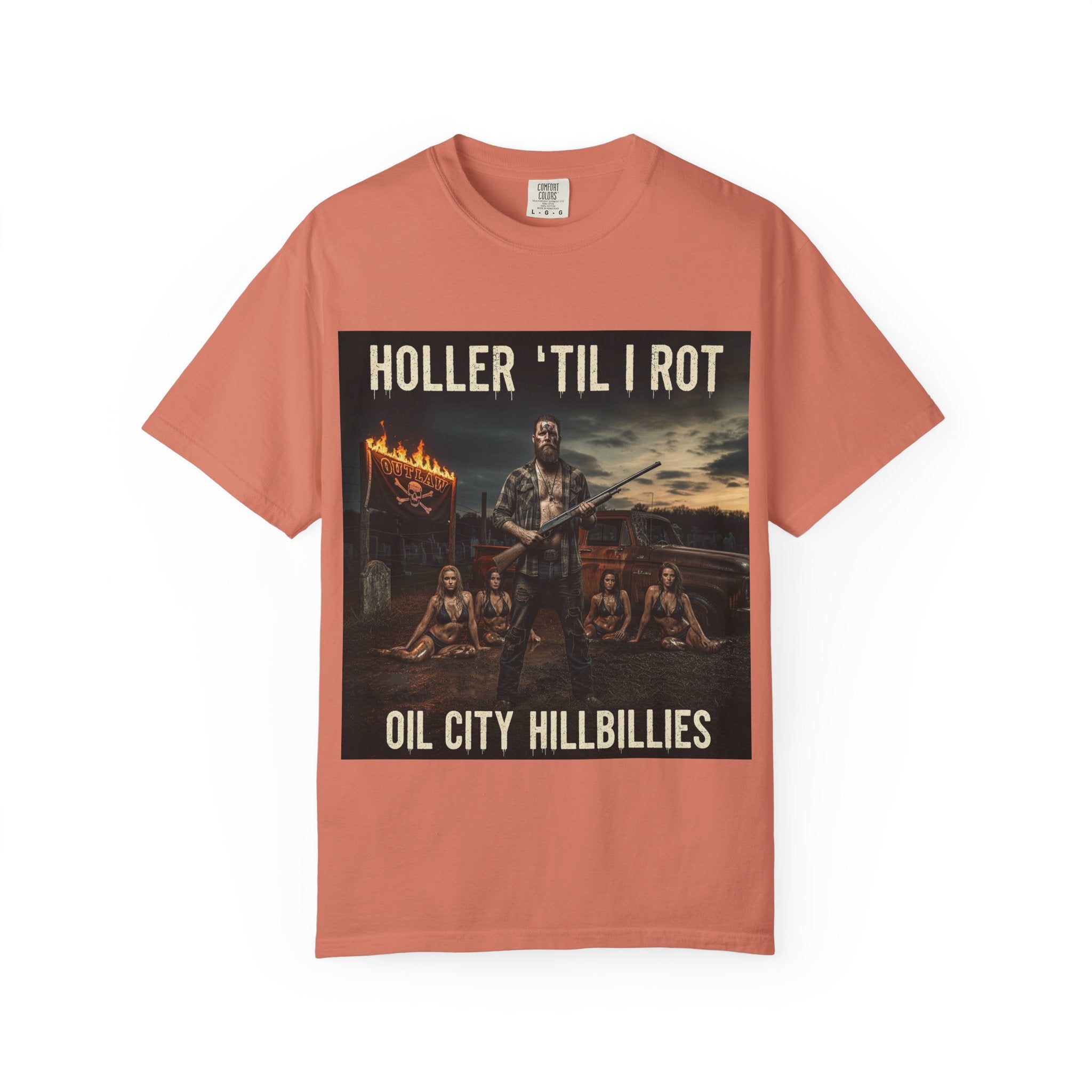 Unisex Graphic Tee - Holler 'Til I Rot, Oil City Hillbillies, Casual Wear, Music Fans, Vintage Style, Great Gift