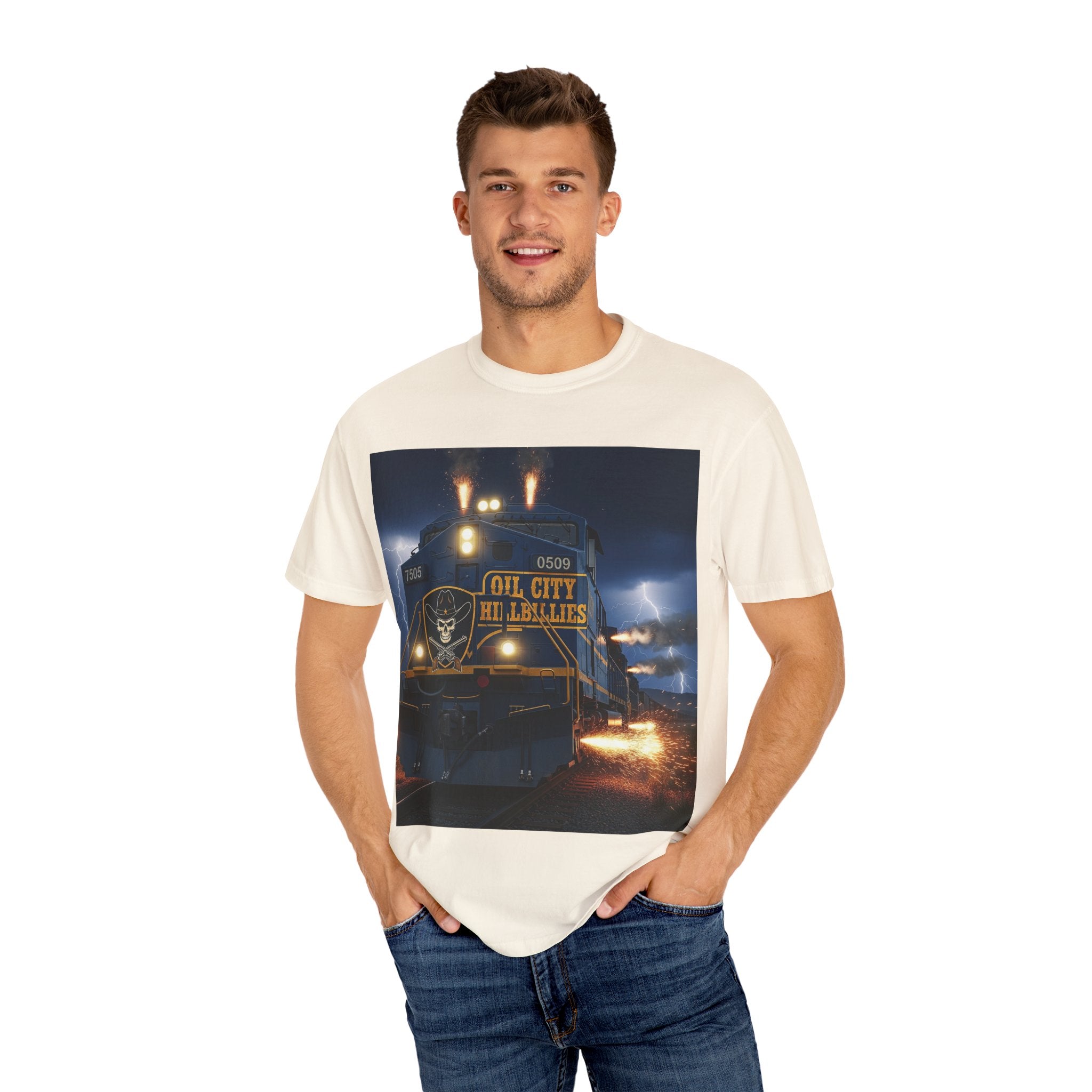 Oil City Hillbillies Unisex Garment-Dyed T-Shirt – Vintage Western Tee, Gift for Outlaw Country Fans, Southern Music Merch, Casual Wear for Band Supporters