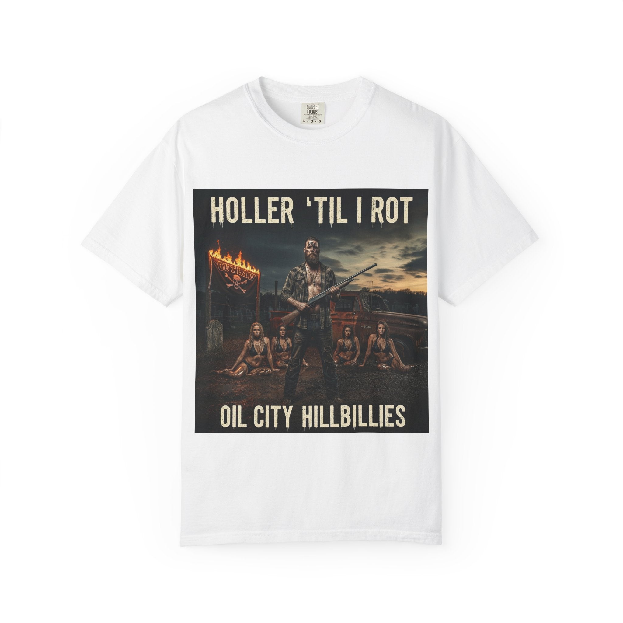 Unisex Graphic Tee - Holler 'Til I Rot, Oil City Hillbillies, Casual Wear, Music Fans, Vintage Style, Great Gift