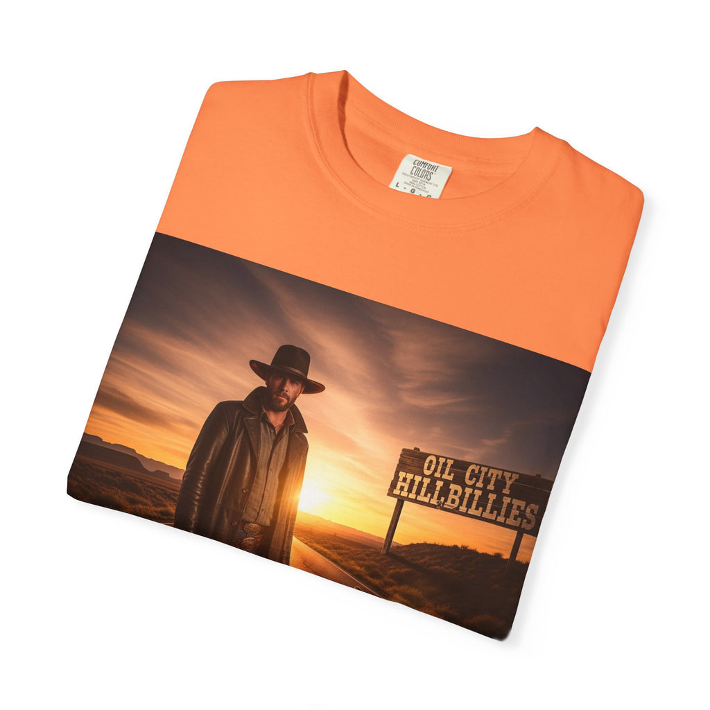 OCH Sunset Cowboy Graphic T-Shirt – Western Style Tee, Gift for Outlaw Country Fans, Casual Wear, Adventure Apparel, Unisex Fashion